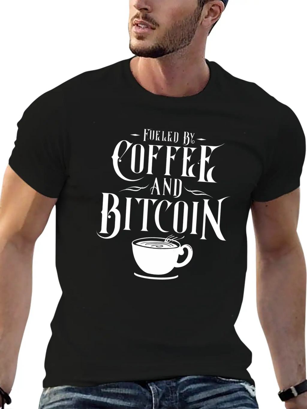 CRYPTO BLOCKCHAIN: COFFEE AND Bitcoin Unisex Casual T-Shirt – Clean Design For Daily Comfort