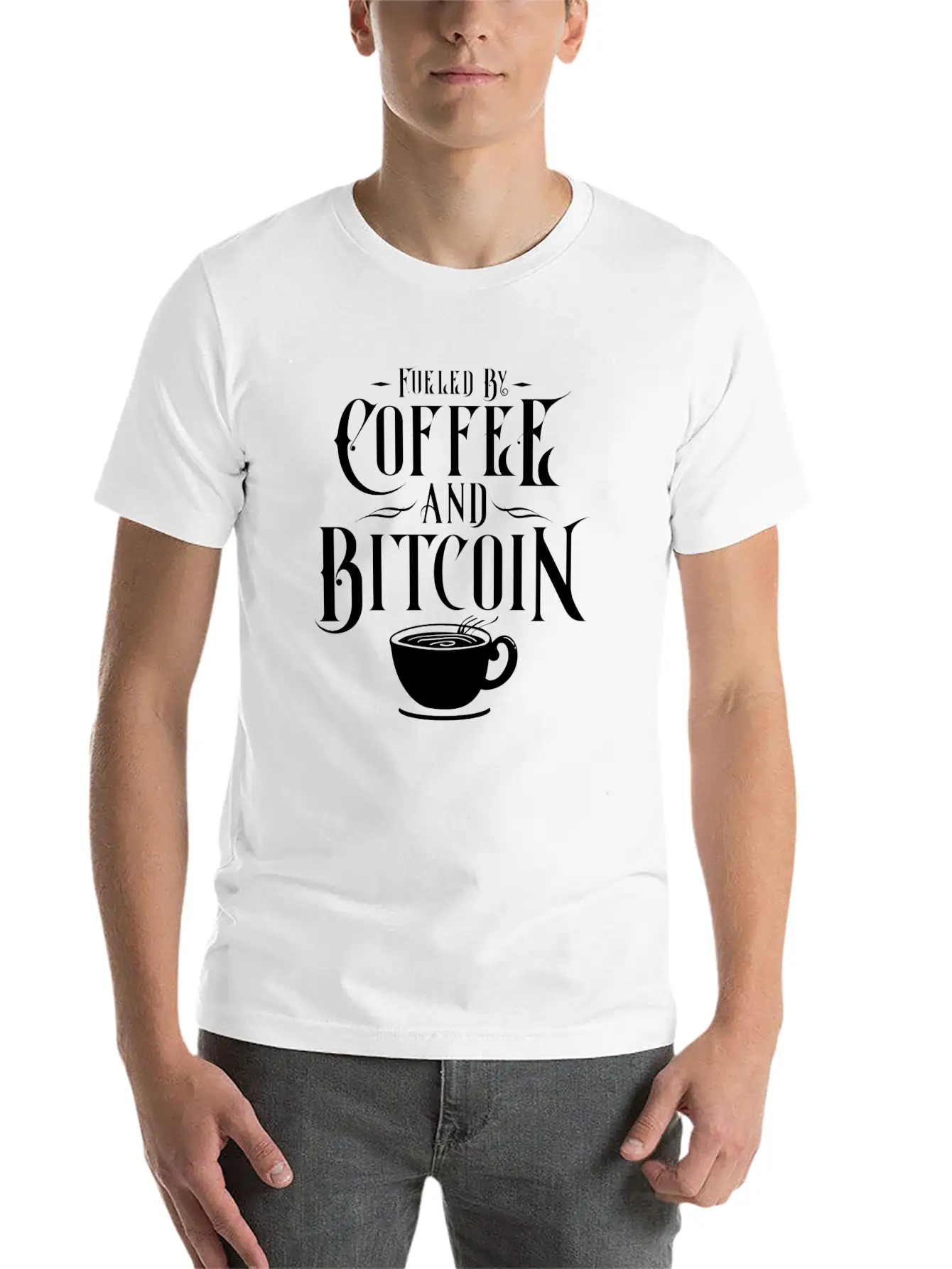 CRYPTO BLOCKCHAIN: COFFEE AND Bitcoin Unisex Casual T-Shirt – Clean Design For Daily Comfort