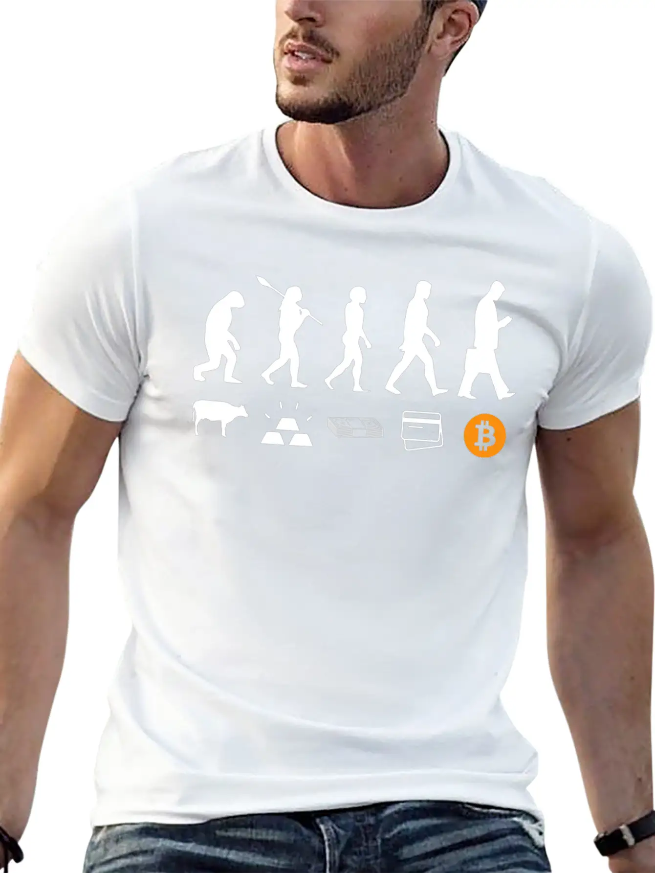 Crypto Btc Evolution Of Money Crypto Blockchain Unisex Short Sleeve Soft Cotton T-Shirt – Casual Everyday Wear