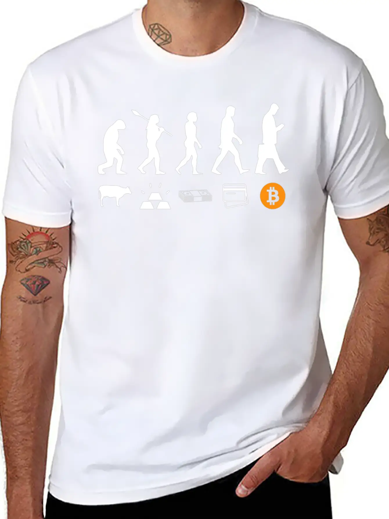 Crypto Btc Evolution Of Money Crypto Blockchain Unisex Short Sleeve Soft Cotton T-Shirt – Casual Everyday Wear