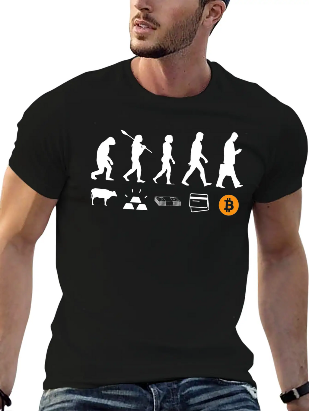 Crypto Btc Evolution Of Money Crypto Blockchain Unisex Short Sleeve Soft Cotton T-Shirt – Casual Everyday Wear