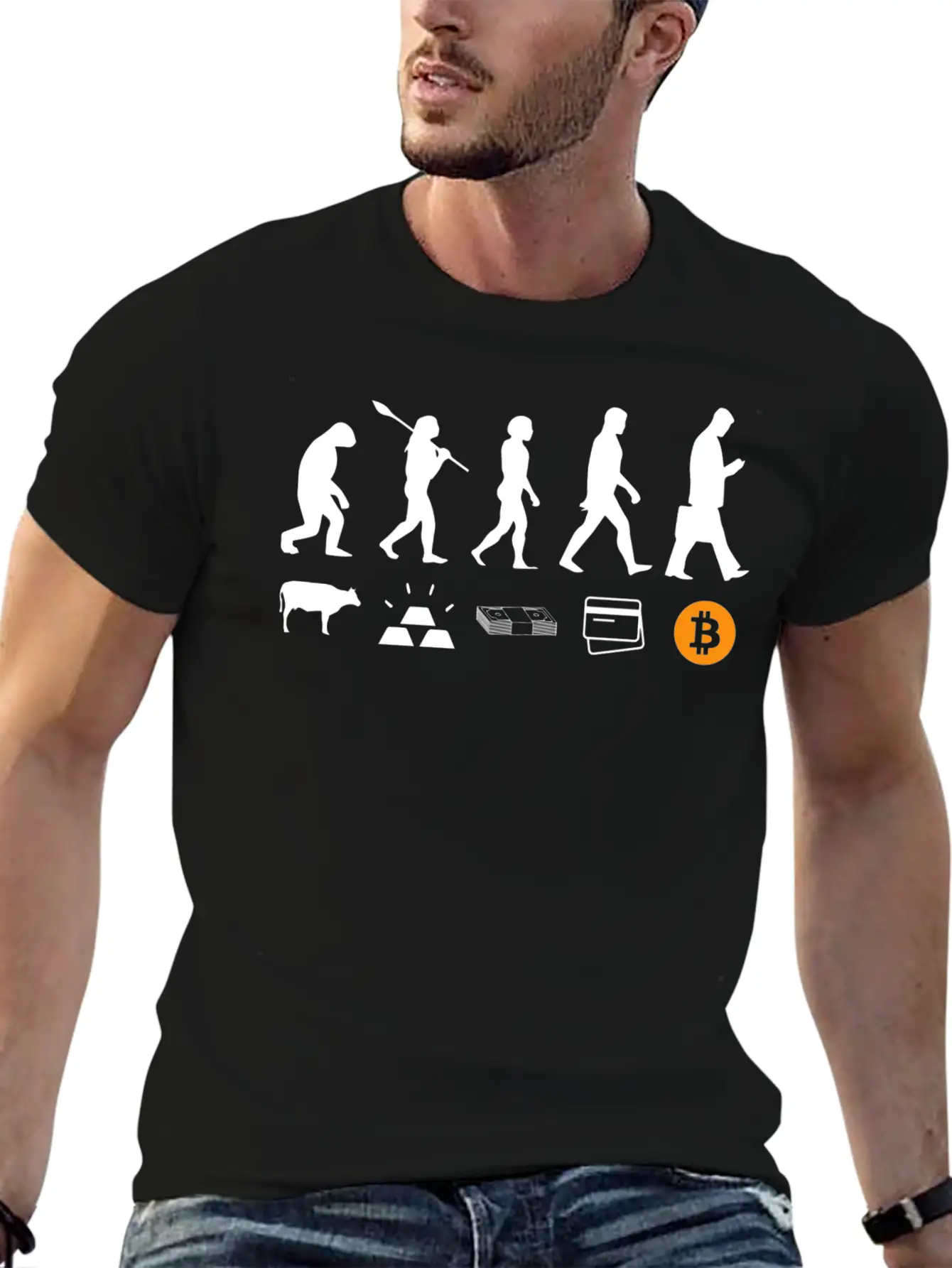 Crypto Btc Evolution Of Money Crypto Blockchain Unisex Short Sleeve Soft Cotton T-Shirt – Casual Everyday Wear