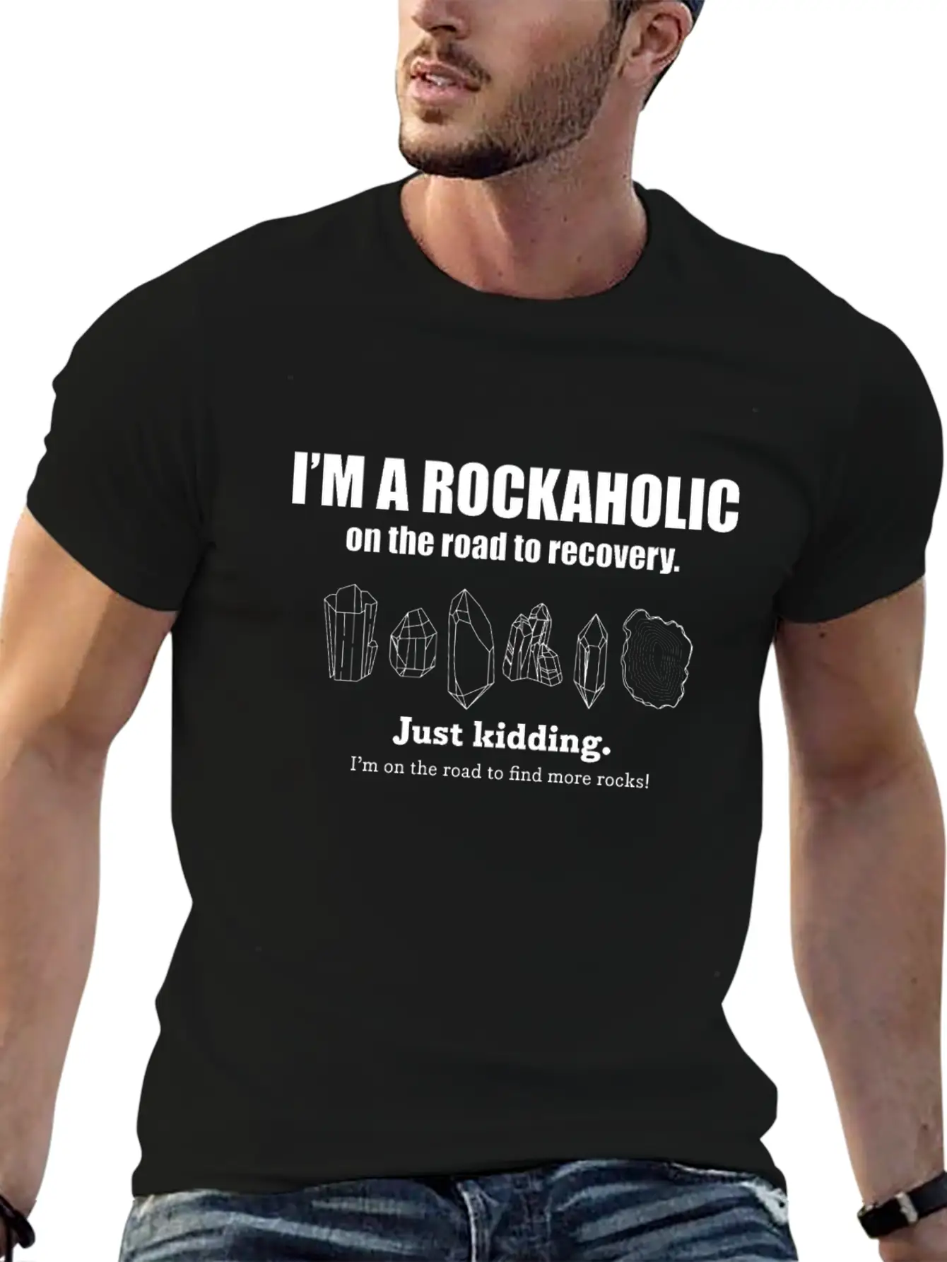 Crystal Rockaholic For Rock Collectors Breathable Soft Cotton T-Shirt – Timeless Casual Look