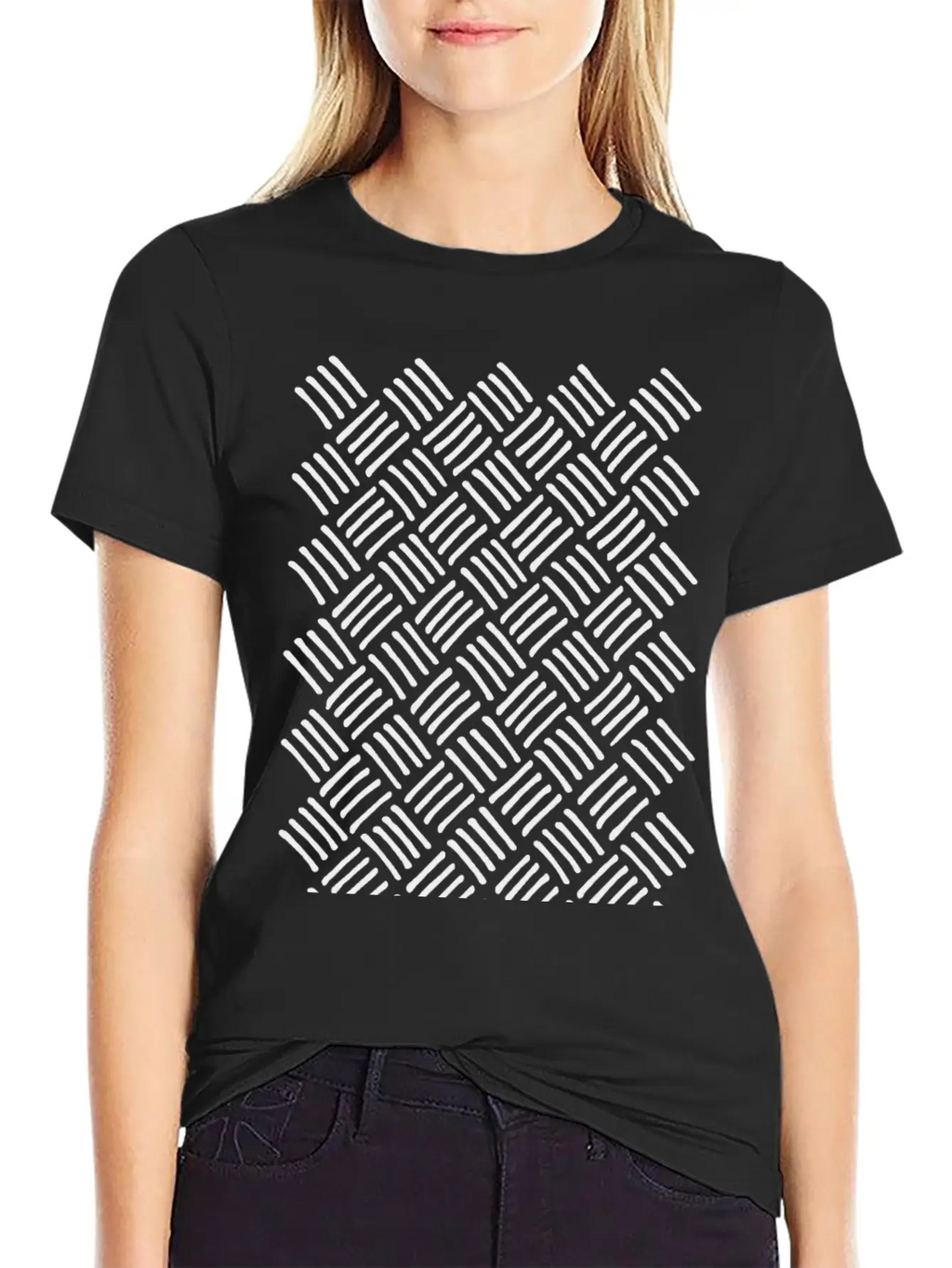 Cubic And Rhombic Lines Pattern. Curve Lines Unisex Casual T-Shirt – Clean Design For Daily Comfort