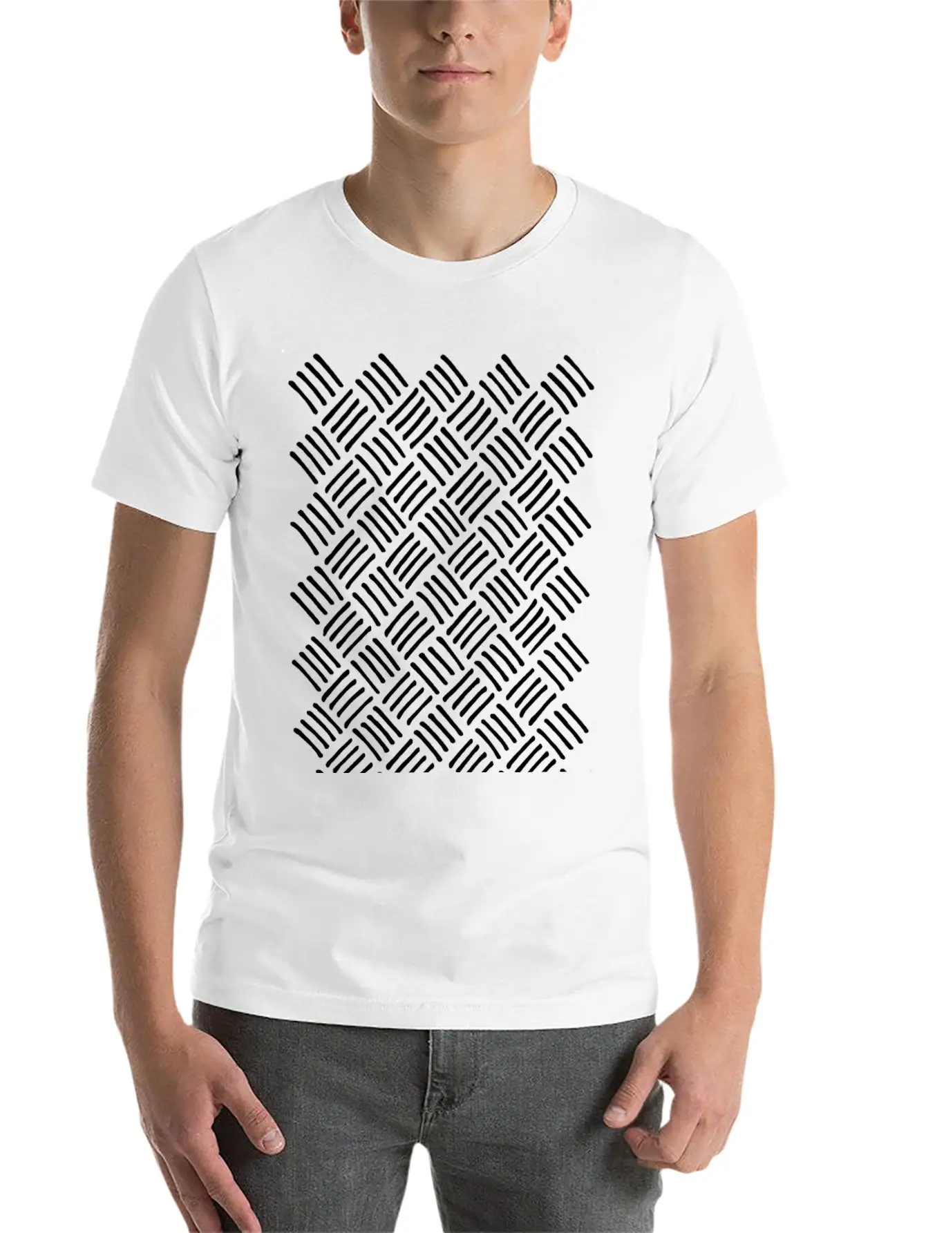 Cubic And Rhombic Lines Pattern. Curve Lines Unisex Casual T-Shirt – Clean Design For Daily Comfort