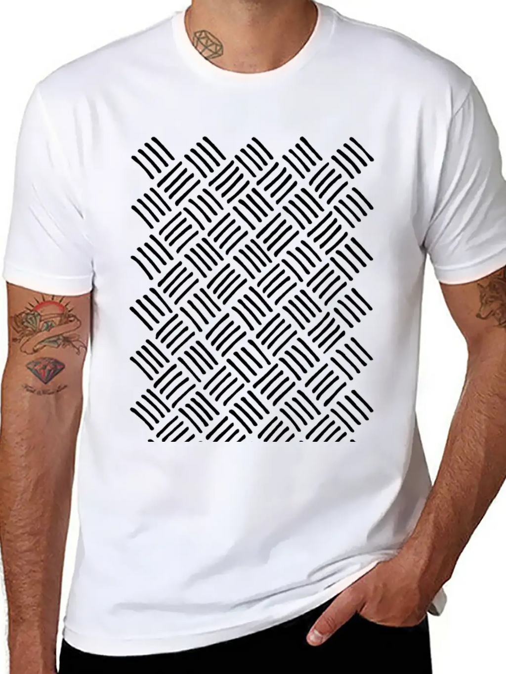 Cubic And Rhombic Lines Pattern. Curve Lines Unisex Casual T-Shirt – Clean Design For Daily Comfort