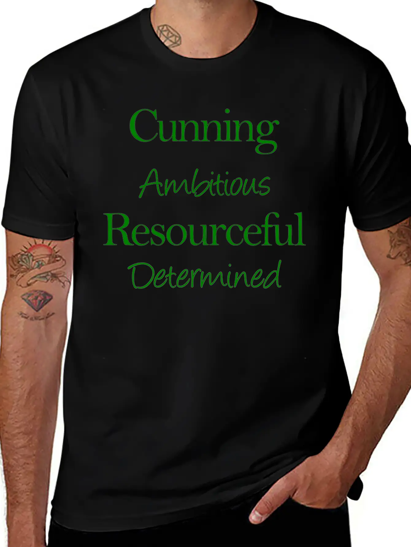 Cunning Ambitious Resourceful Determined Green Fon Classic Fit Graphic Tee For Daily Comfort – Unisex Cotton Shirt