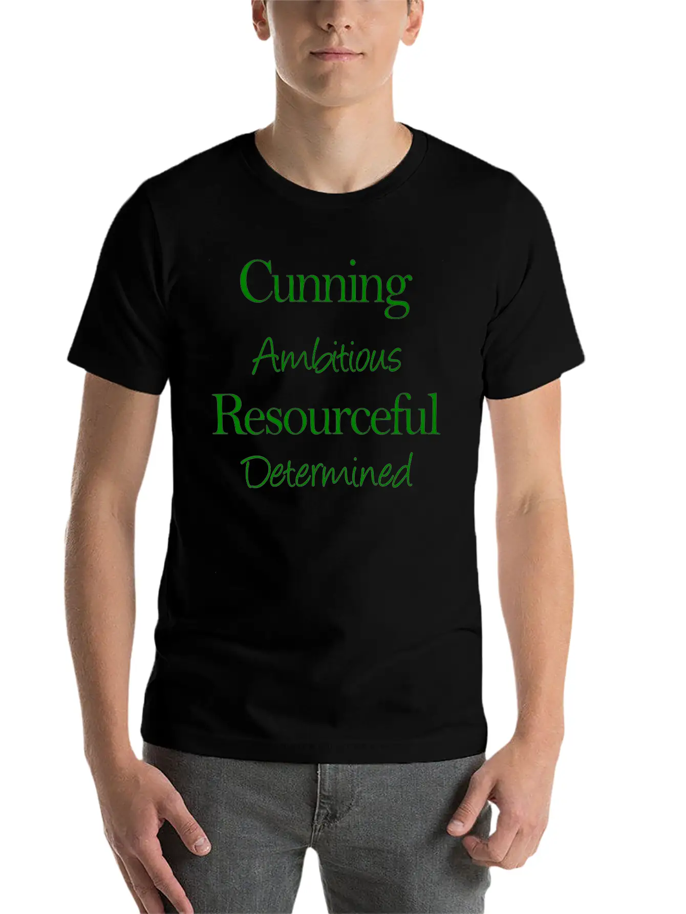 Cunning Ambitious Resourceful Determined Green Fon Classic Fit Graphic Tee For Daily Comfort – Unisex Cotton Shirt