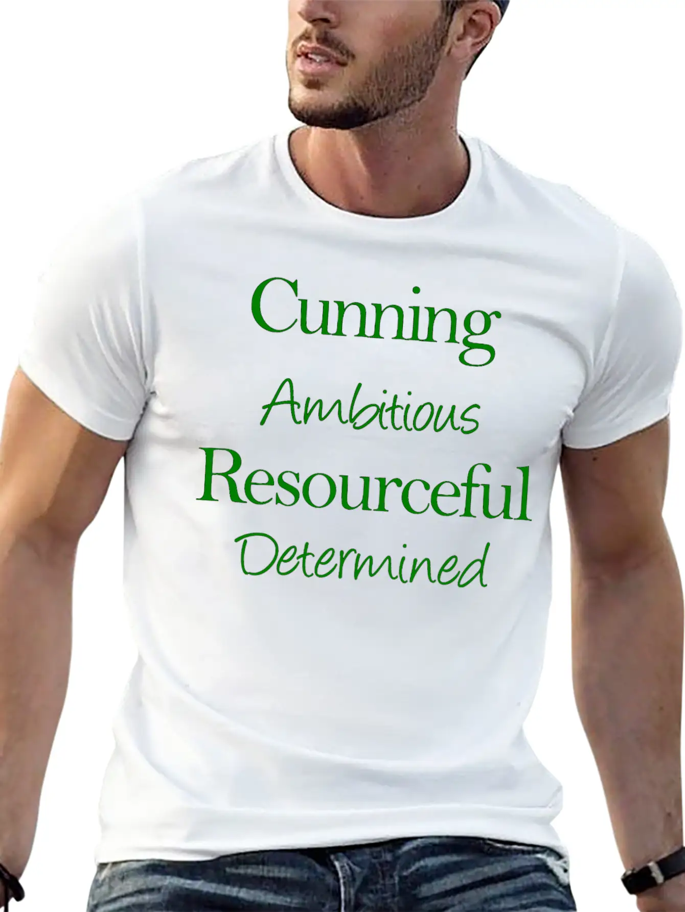 Cunning Ambitious Resourceful Determined Green Fon Classic Fit Graphic Tee For Daily Comfort – Unisex Cotton Shirt