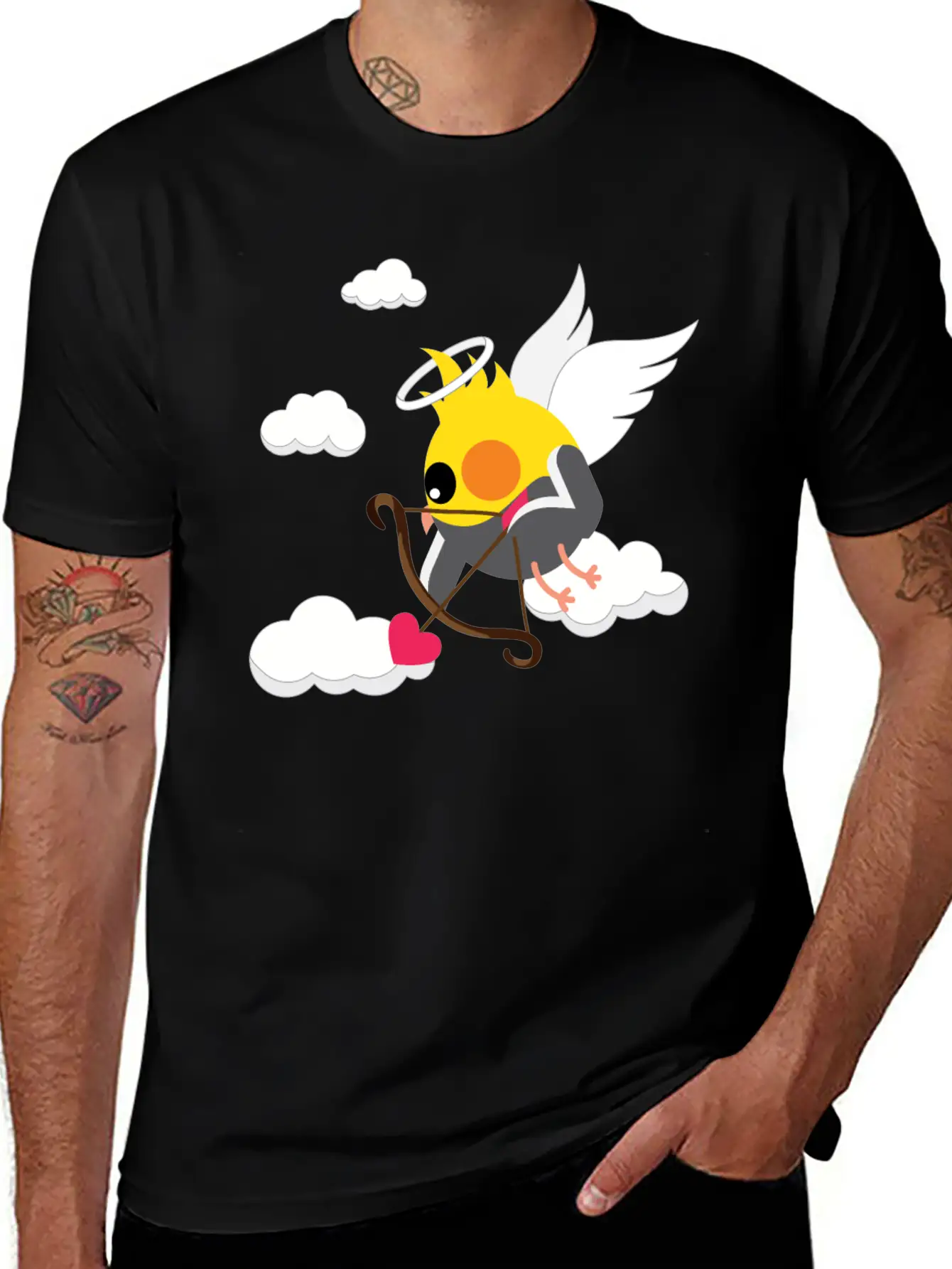 Cupid Cockatiel Unisex Short Sleeve Soft Cotton T-Shirt – Casual Everyday Wear