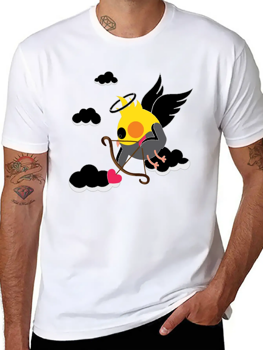 Cupid Cockatiel Unisex Short Sleeve Soft Cotton T-Shirt – Casual Everyday Wear