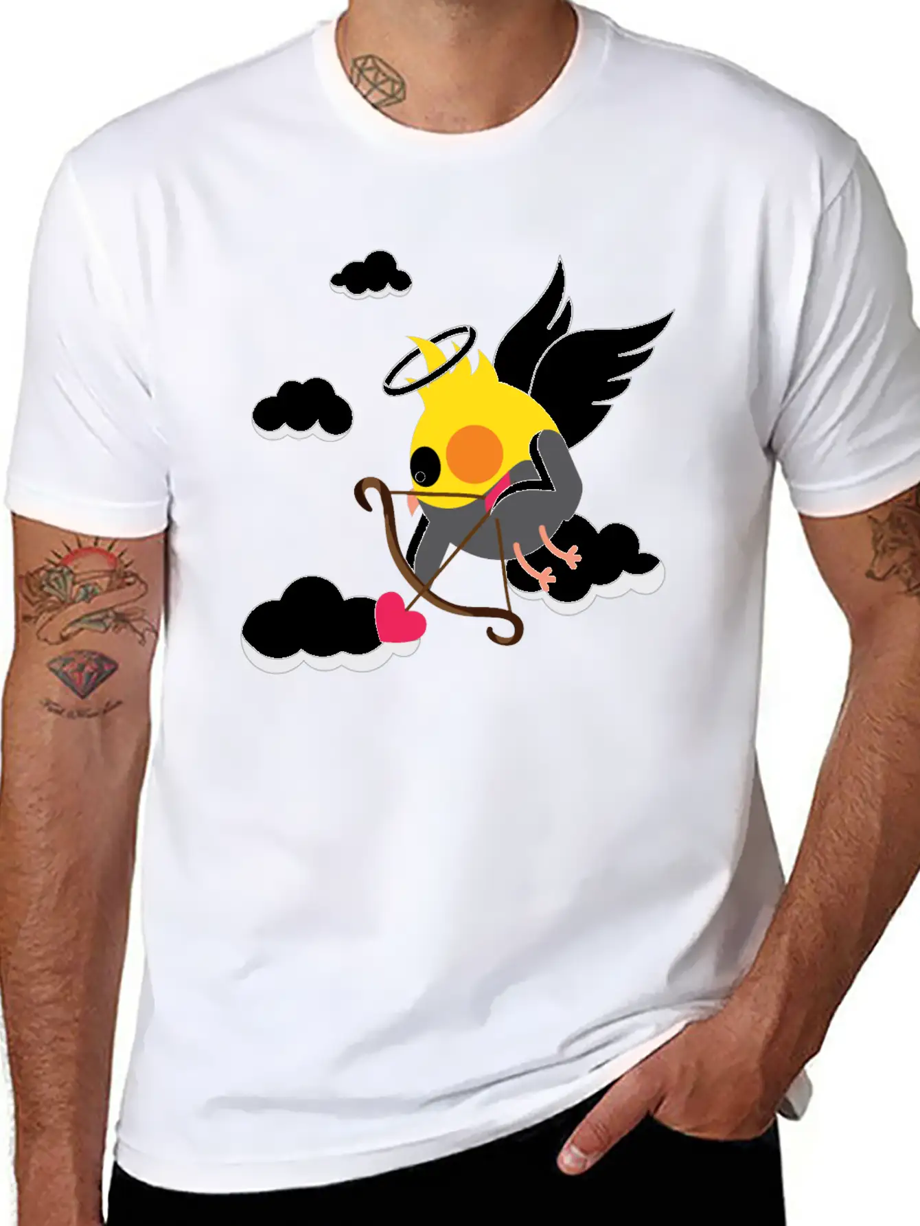 Cupid Cockatiel Unisex Short Sleeve Soft Cotton T-Shirt – Casual Everyday Wear