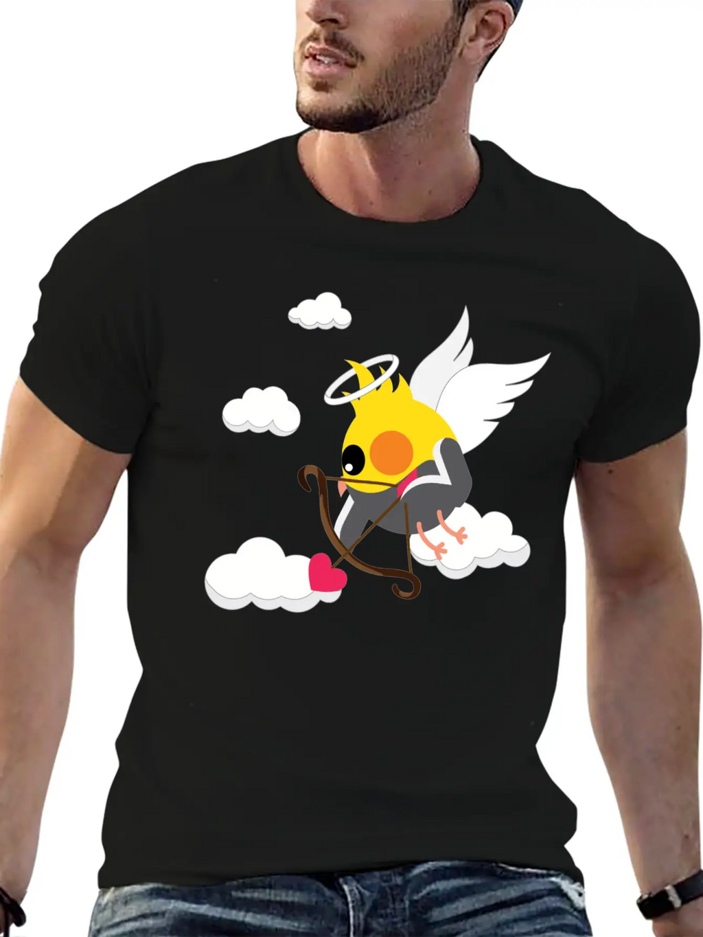 Cupid Cockatiel Unisex Short Sleeve Soft Cotton T-Shirt – Casual Everyday Wear