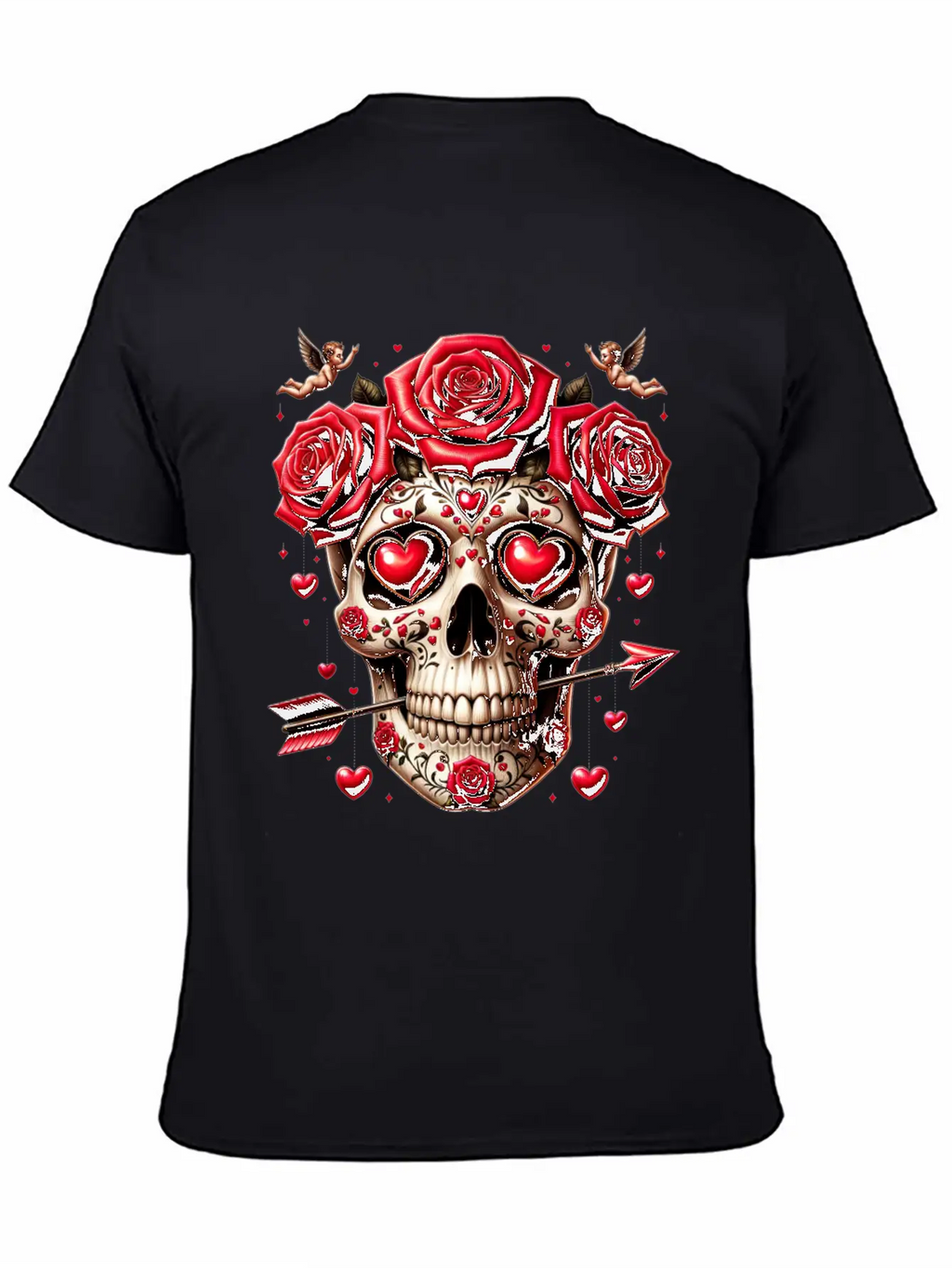 Cupid’s Skull T Shirt Love Arrow Valentine Skull Essential Cotton Tee For Daily Outfits – Unisex Style