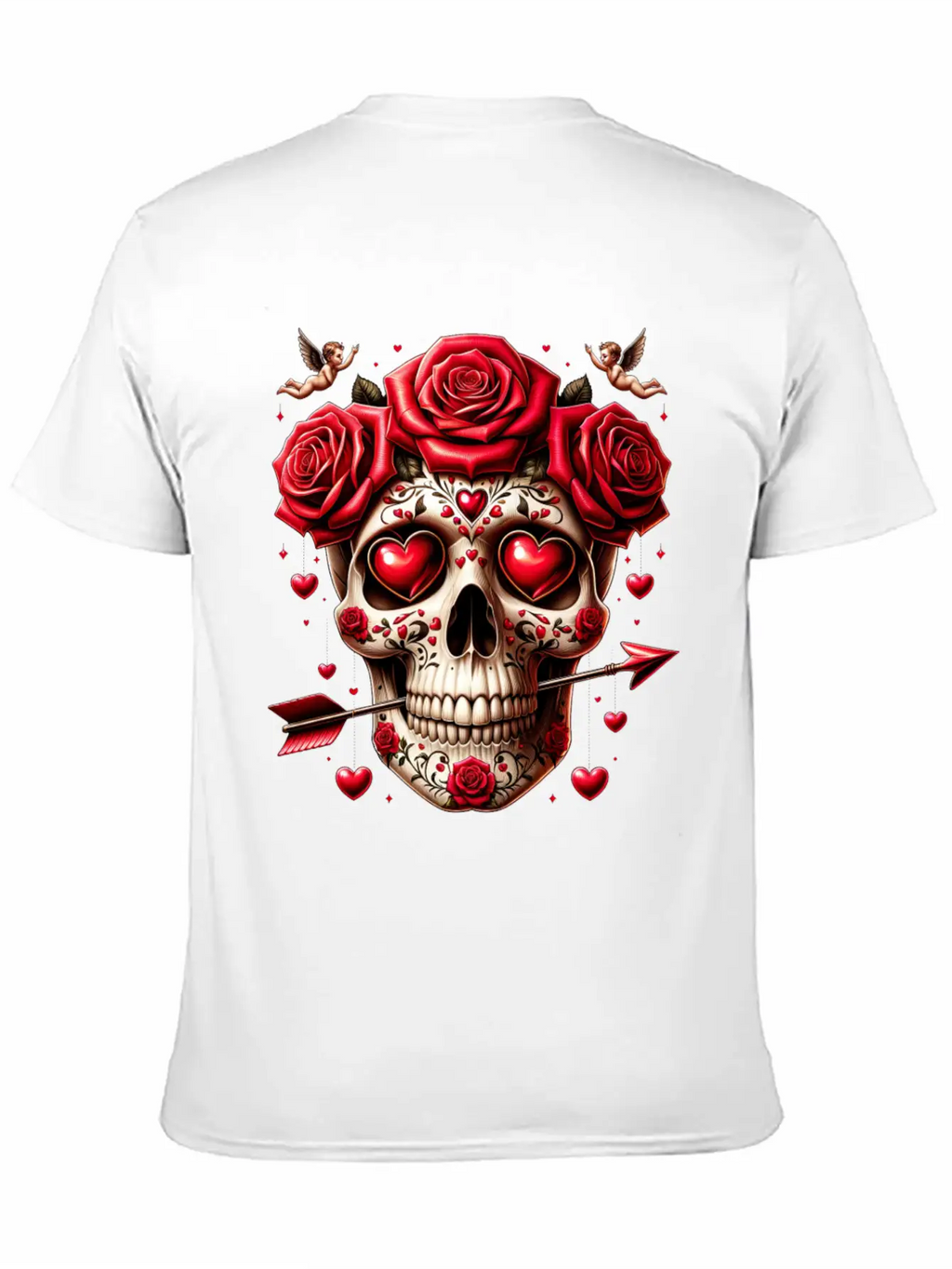 Cupid’s Skull T Shirt Love Arrow Valentine Skull Essential Cotton Tee For Daily Outfits – Unisex Style