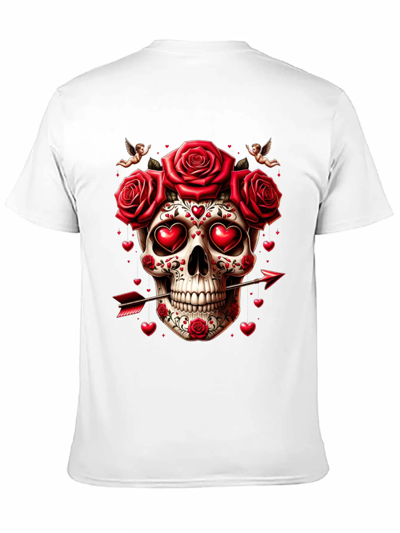 Cupid’s Skull T Shirt Love Arrow Valentine Skull Essential Cotton Tee For Daily Outfits – Unisex Style