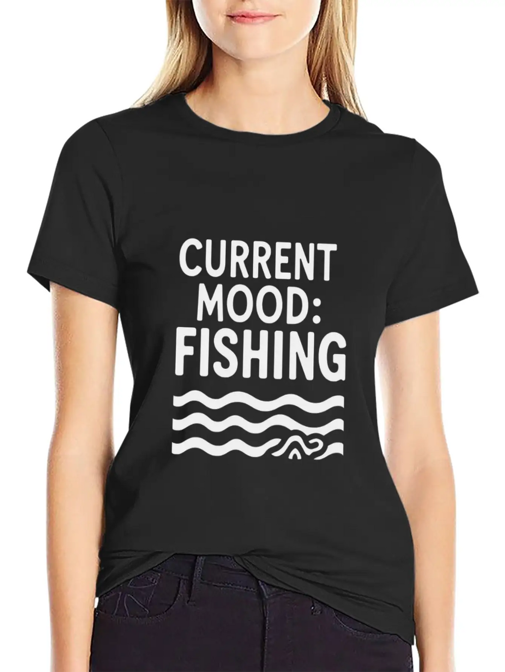 Current Mood Fishing River Fishing Unisex Casual T-Shirt – Clean Design For Daily Comfort