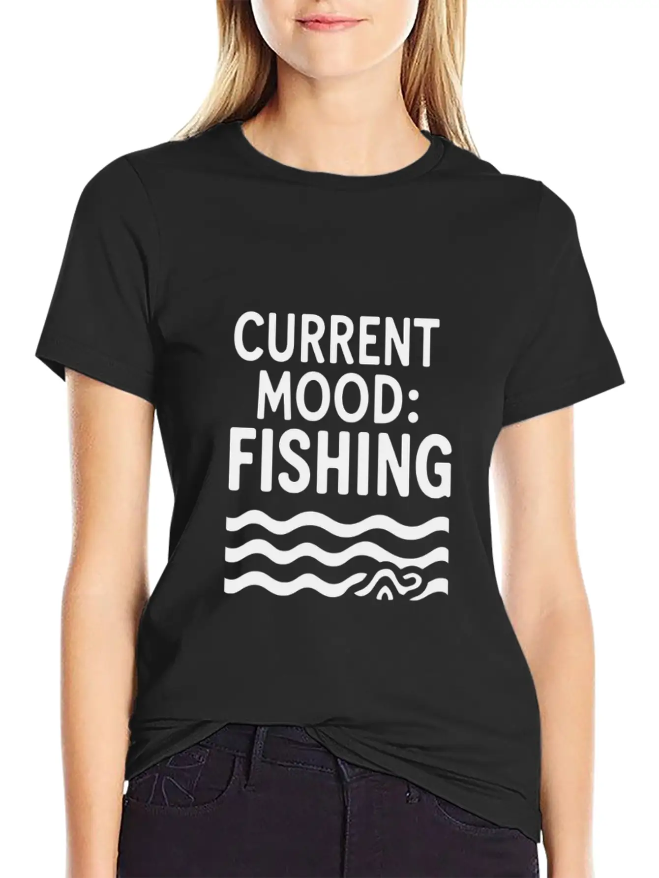 Current Mood Fishing River Fishing Unisex Casual T-Shirt – Clean Design For Daily Comfort