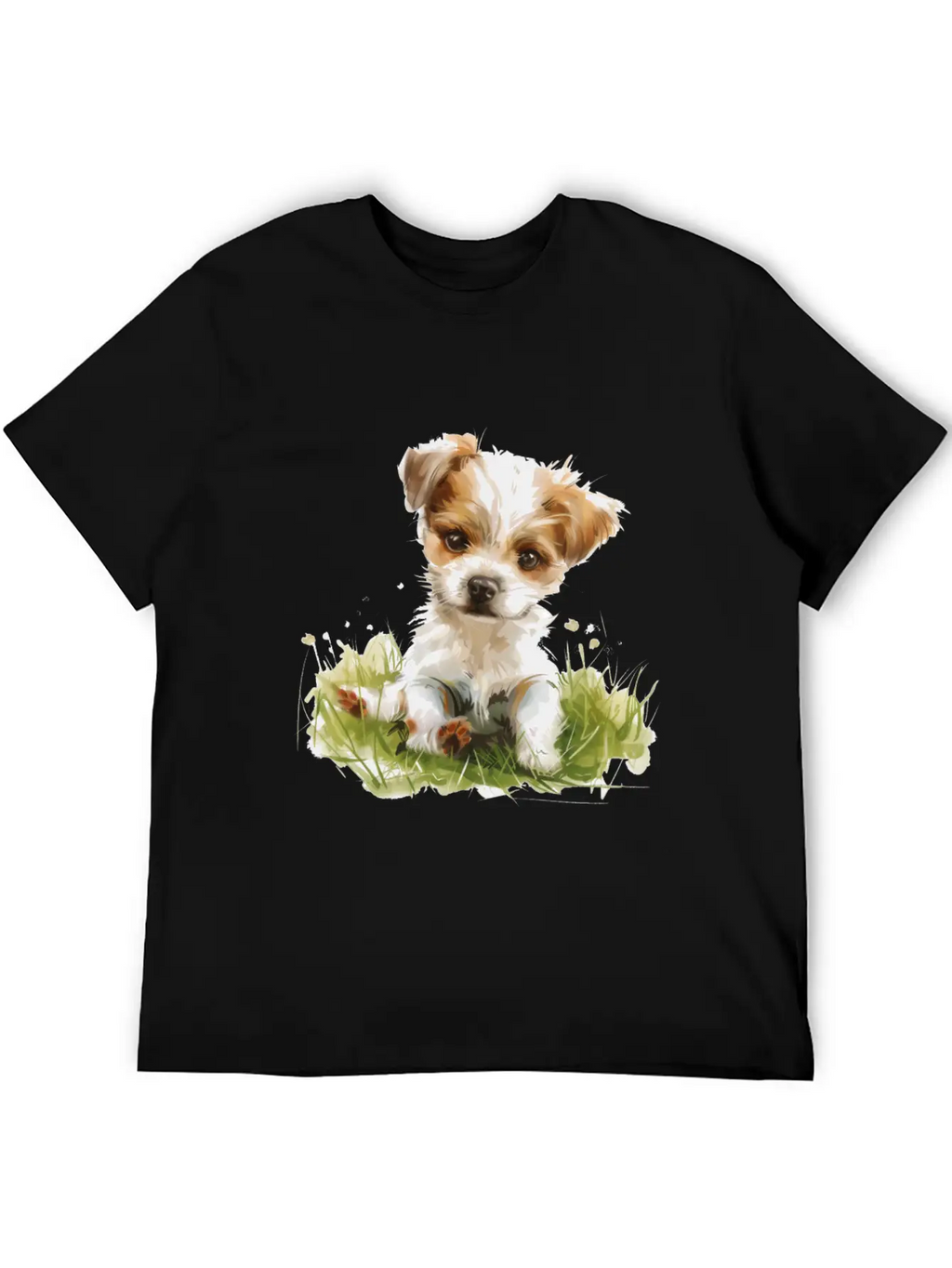 Cute Baby Dog Watercolor Essential Cotton Tee For Daily Outfits – Unisex Style