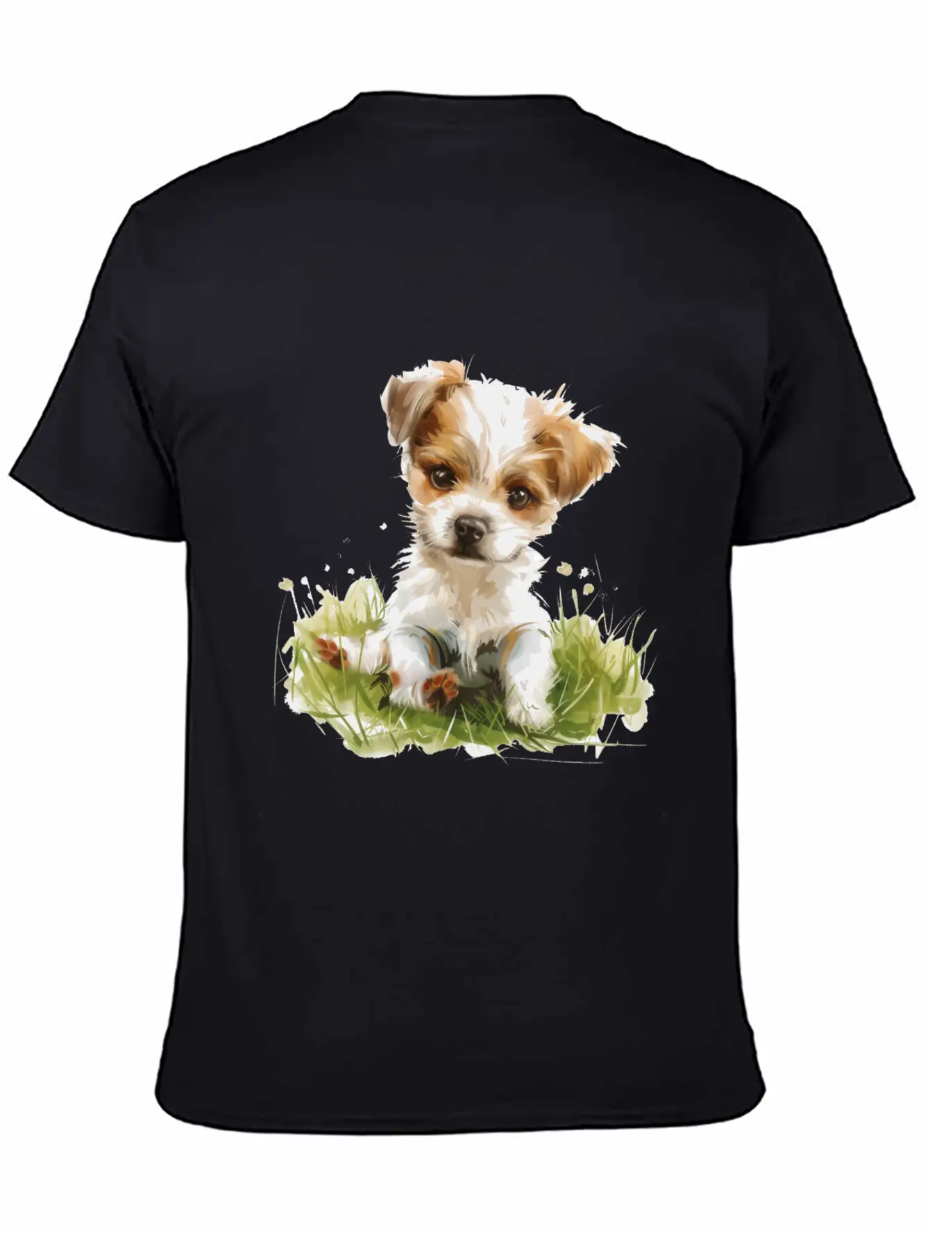 Cute Baby Dog Watercolor Essential Cotton Tee For Daily Outfits – Unisex Style