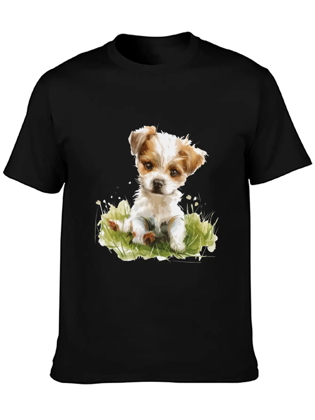 Cute Baby Dog Watercolor Essential Cotton Tee For Daily Outfits – Unisex Style