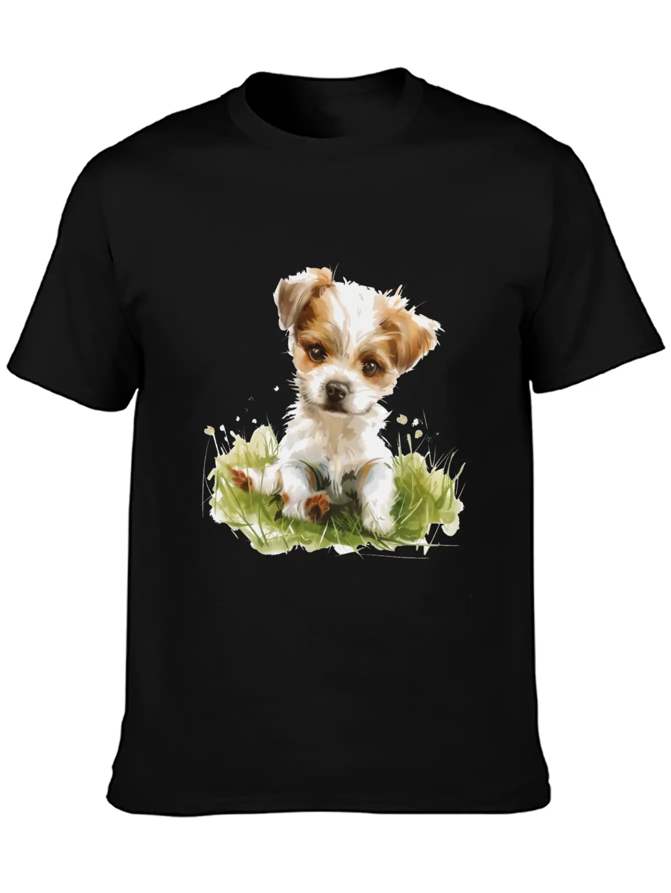 Cute Baby Dog Watercolor Essential Cotton Tee For Daily Outfits – Unisex Style