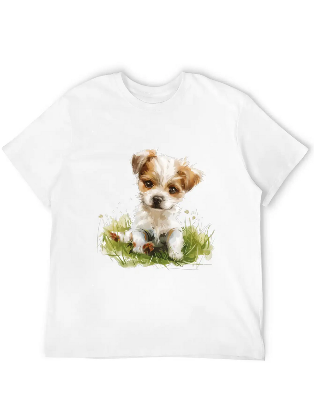 Cute Baby Dog Watercolor Essential Cotton Tee For Daily Outfits – Unisex Style