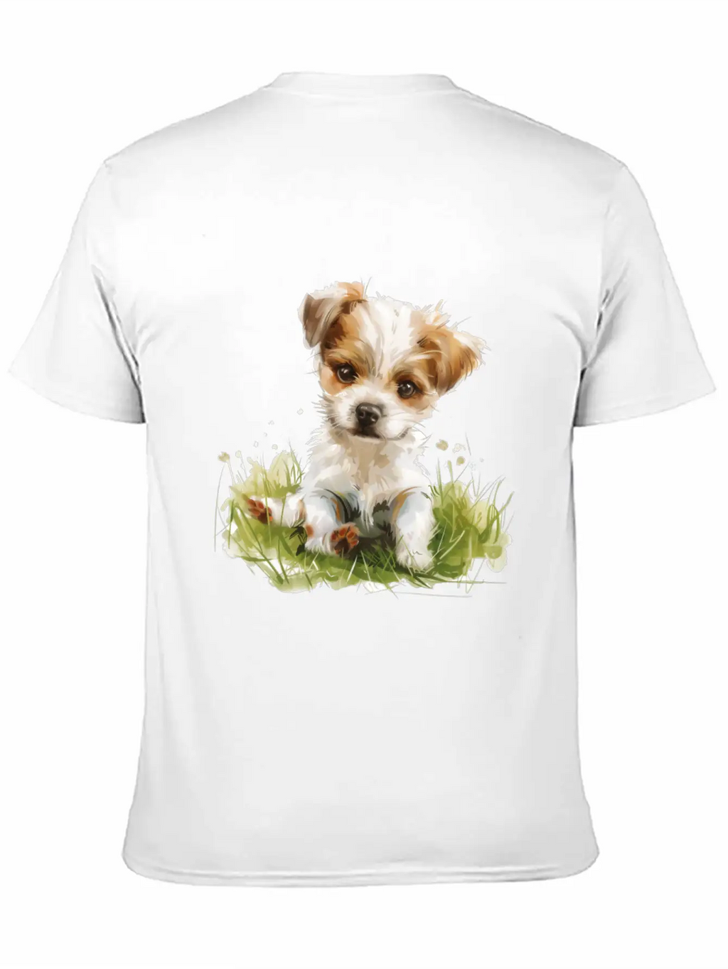 Cute Baby Dog Watercolor Essential Cotton Tee For Daily Outfits – Unisex Style