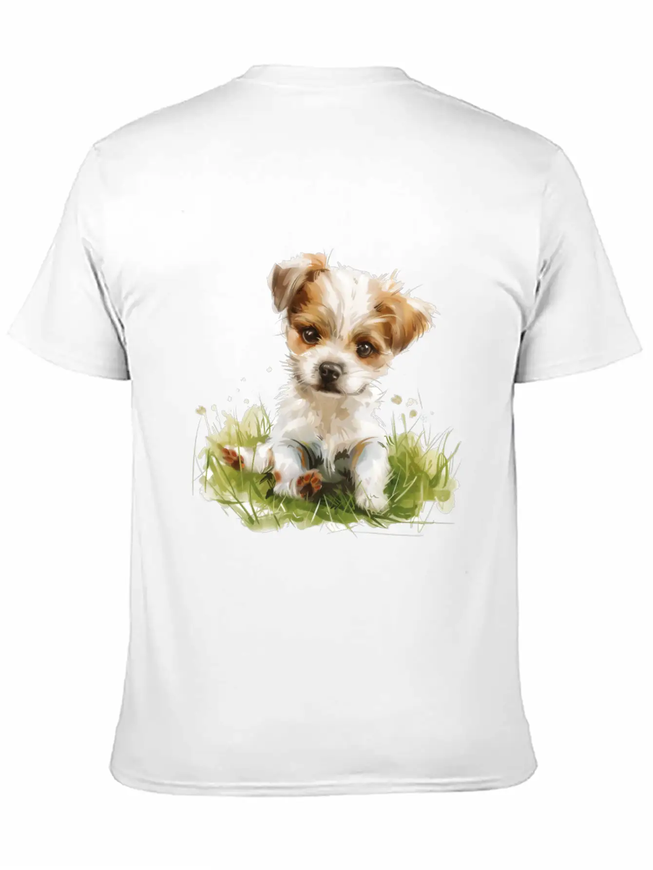 Cute Baby Dog Watercolor Essential Cotton Tee For Daily Outfits – Unisex Style