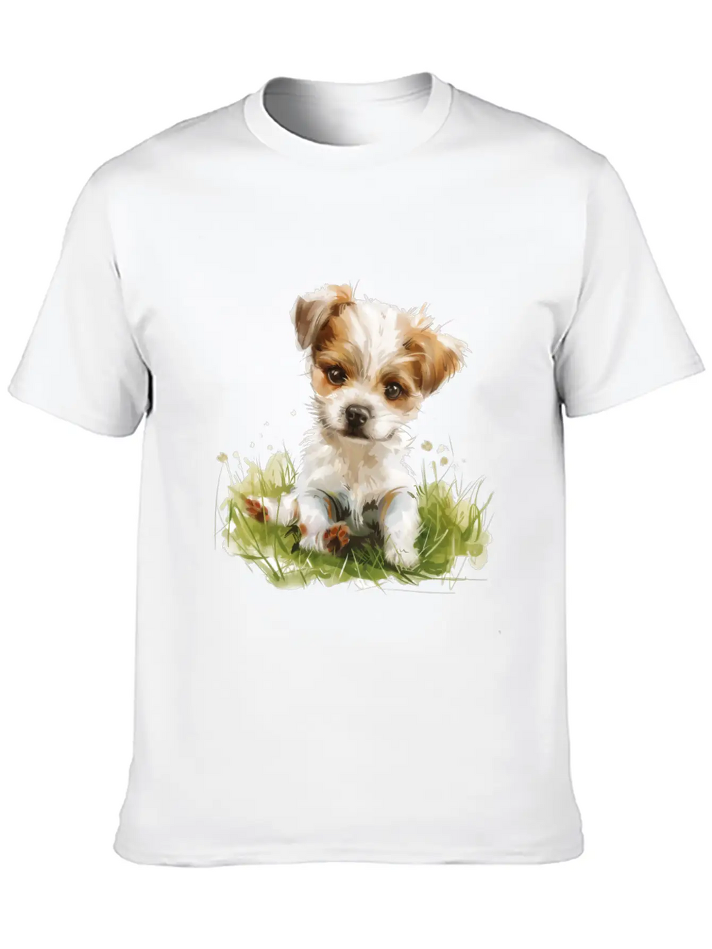 Cute Baby Dog Watercolor Essential Cotton Tee For Daily Outfits – Unisex Style
