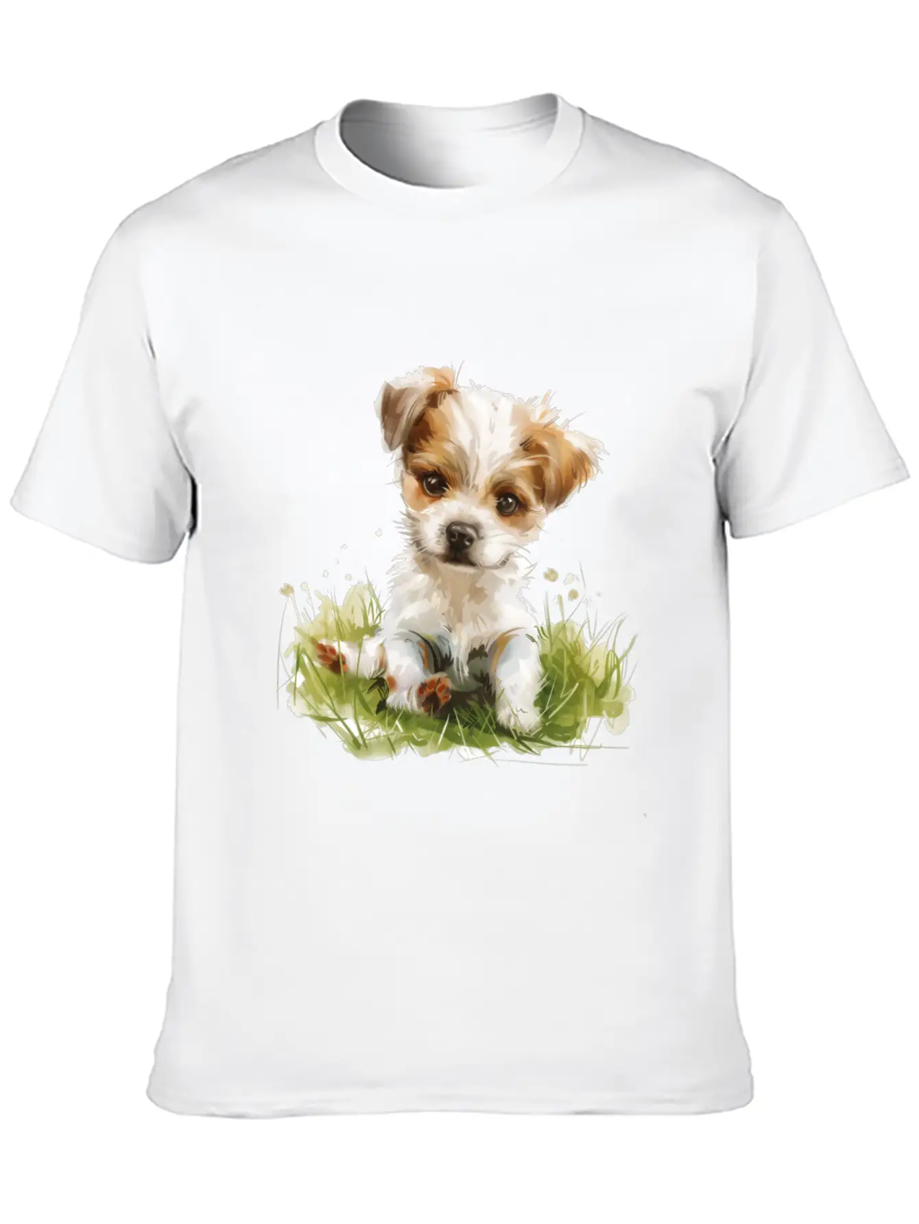 Cute Baby Dog Watercolor Essential Cotton Tee For Daily Outfits – Unisex Style