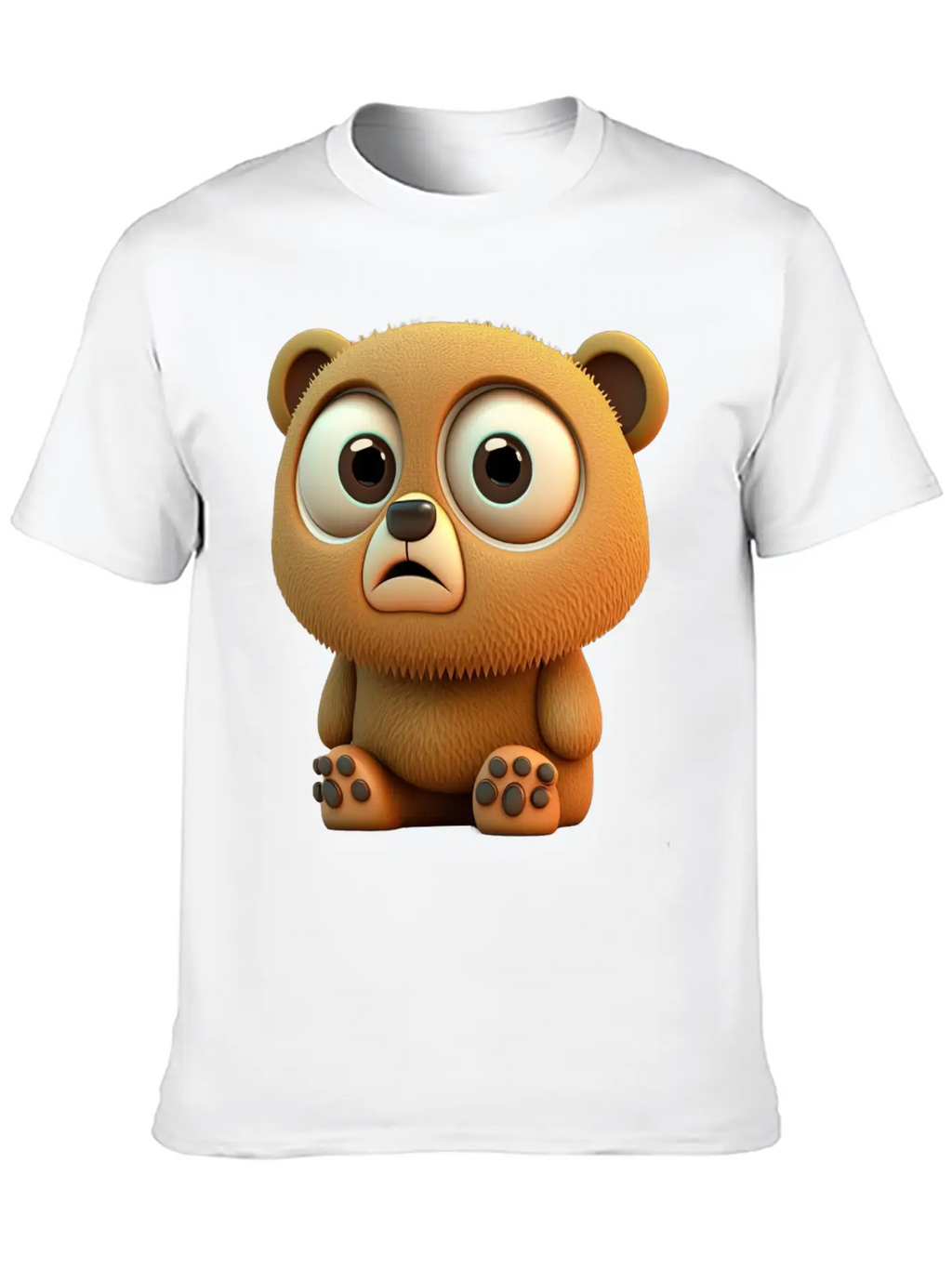 Cute Bear Cartoon Character Casual Graphic T-Shirt – Simple And Comfortable Daily Wear
