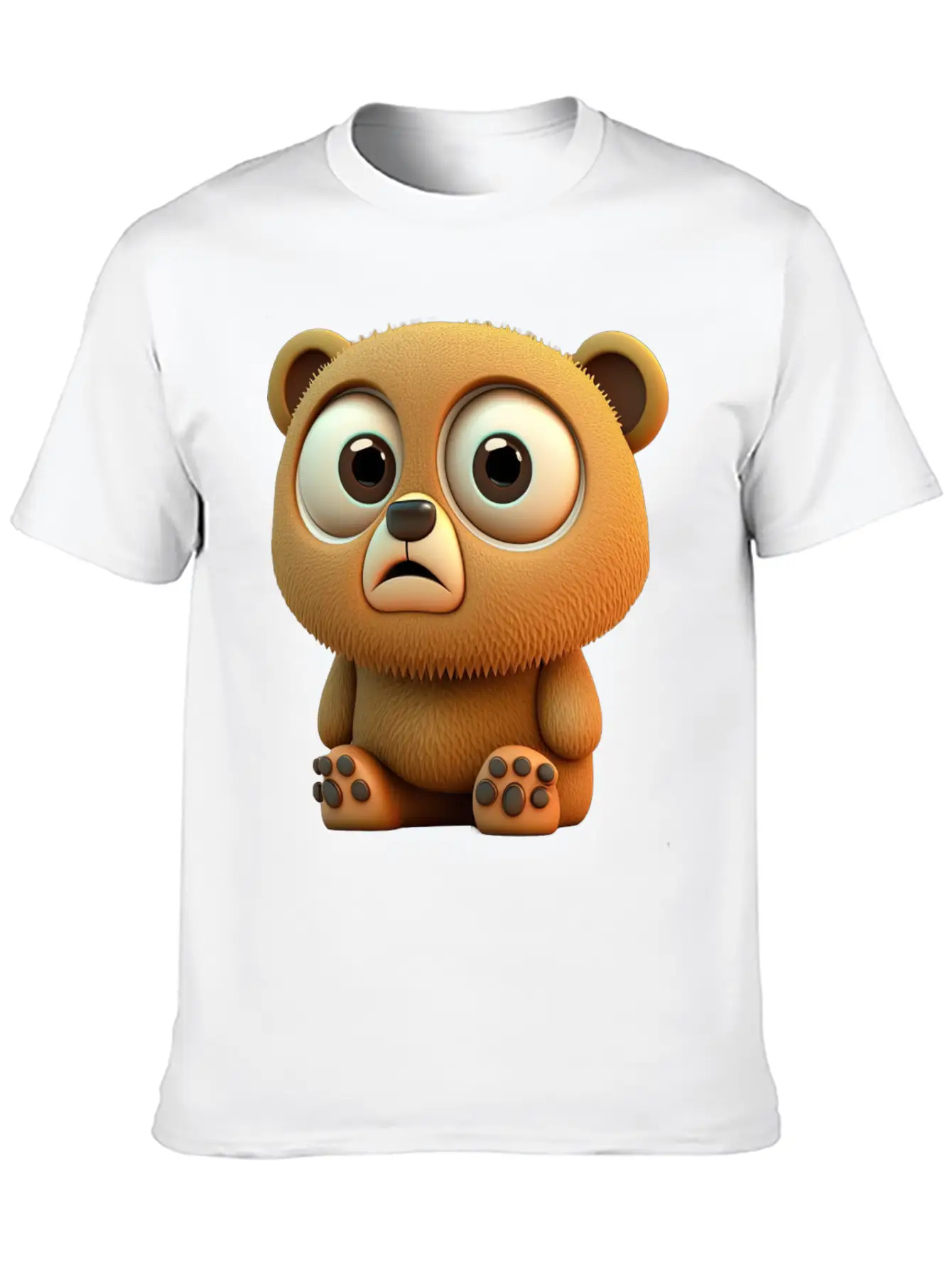 Cute Bear Cartoon Character Casual Graphic T-Shirt – Simple And Comfortable Daily Wear