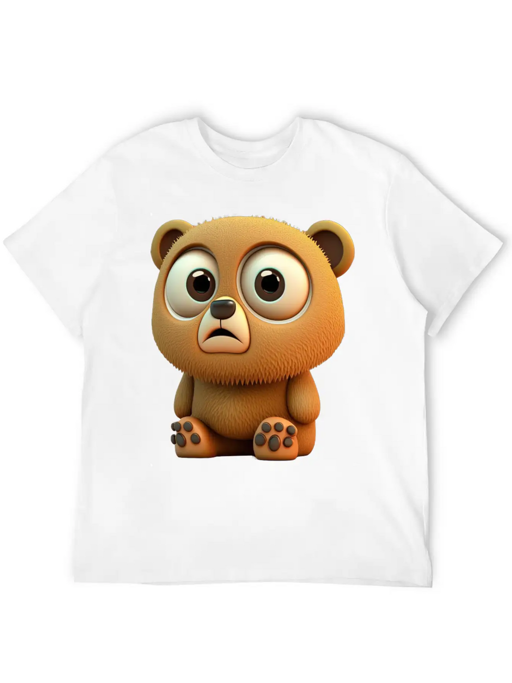 Cute Bear Cartoon Character Casual Graphic T-Shirt – Simple And Comfortable Daily Wear