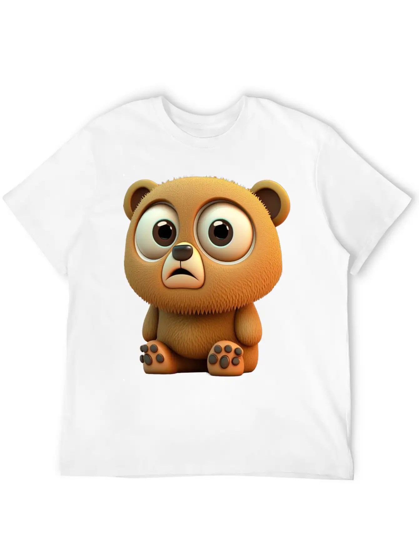 Cute Bear Cartoon Character Casual Graphic T-Shirt – Simple And Comfortable Daily Wear