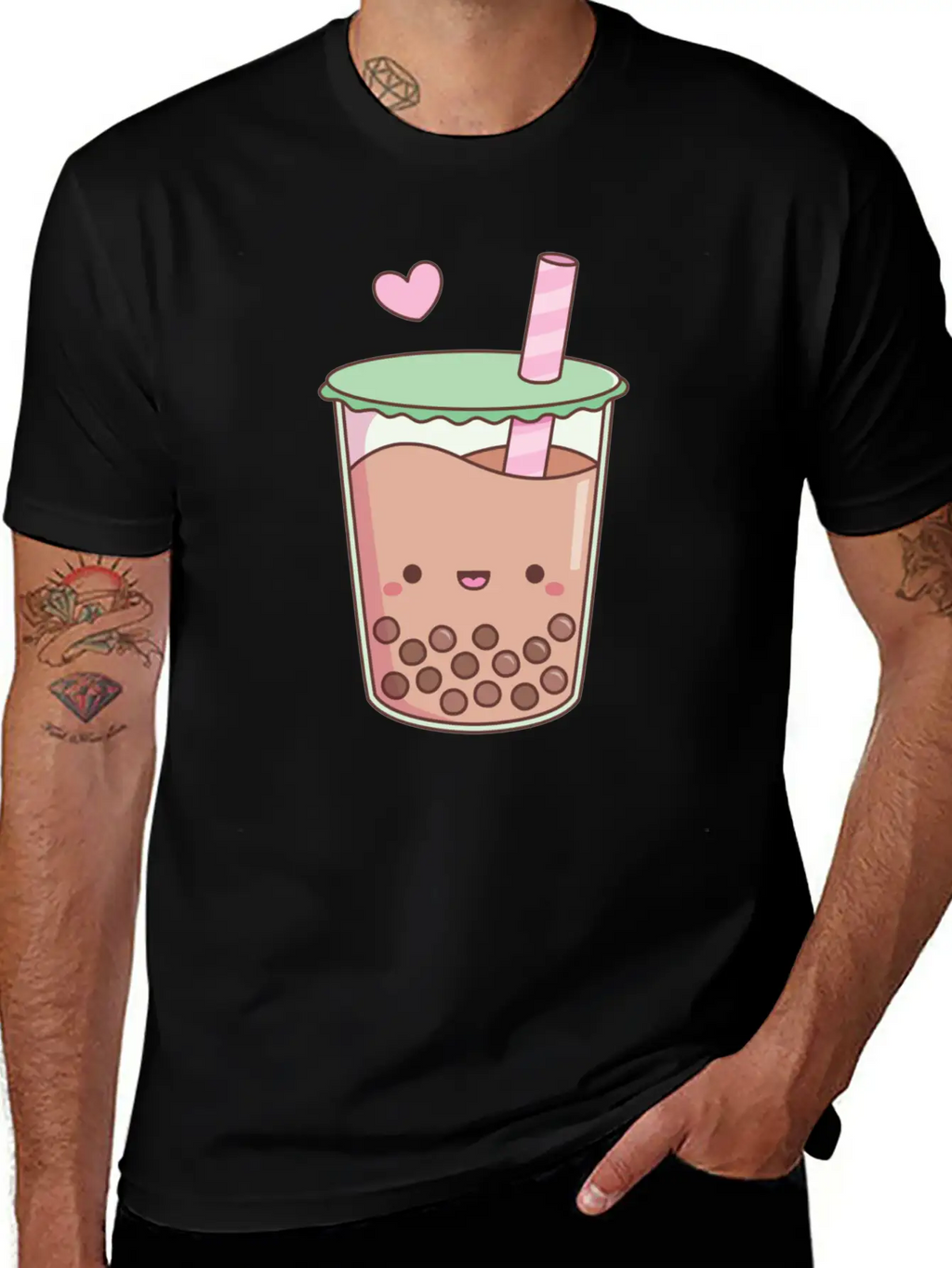 Cute Boba Tea Love Doodle Unisex Short Sleeve Soft Cotton T-Shirt – Casual Everyday Wear
