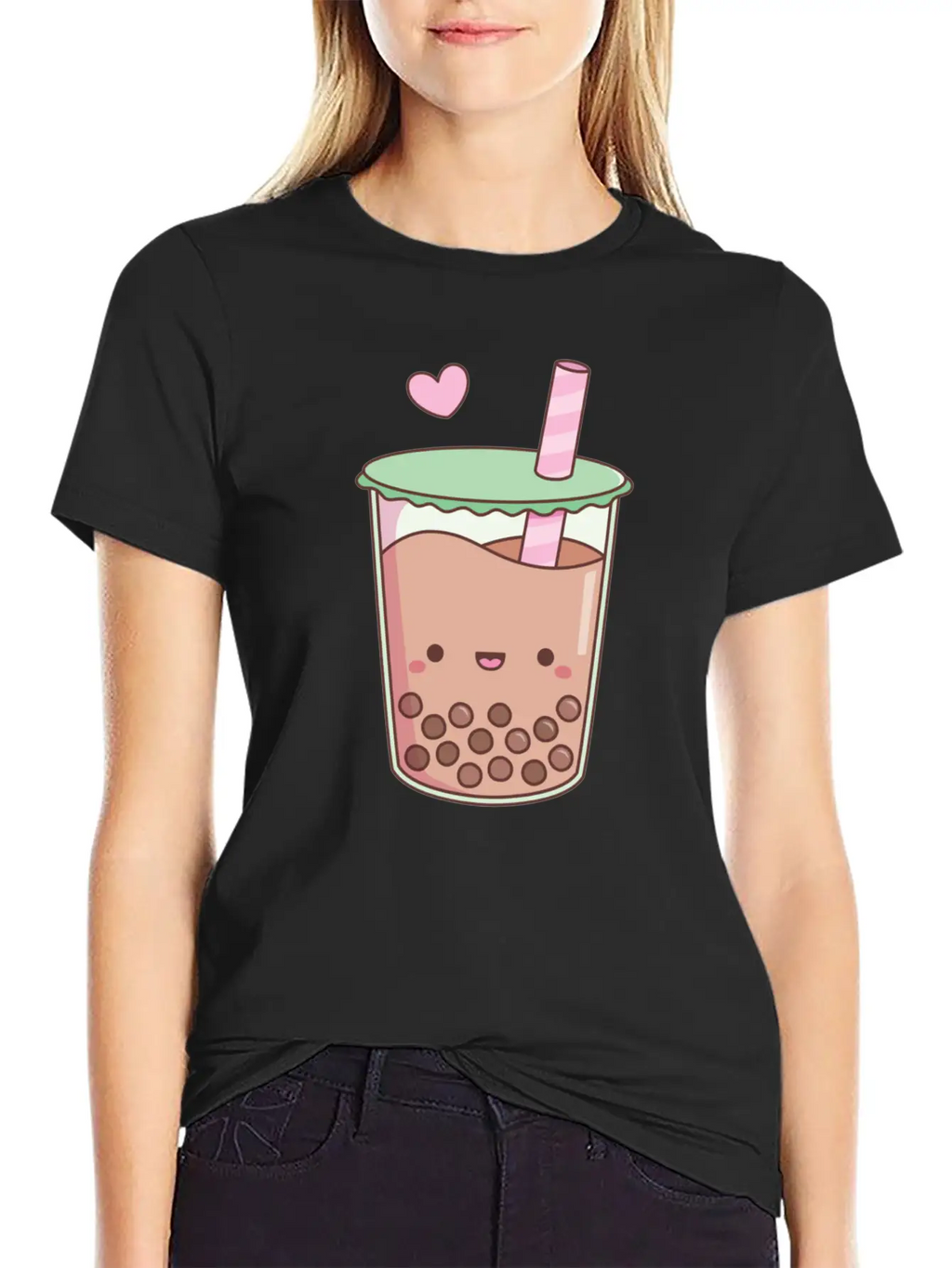 Cute Boba Tea Love Doodle Unisex Short Sleeve Soft Cotton T-Shirt – Casual Everyday Wear