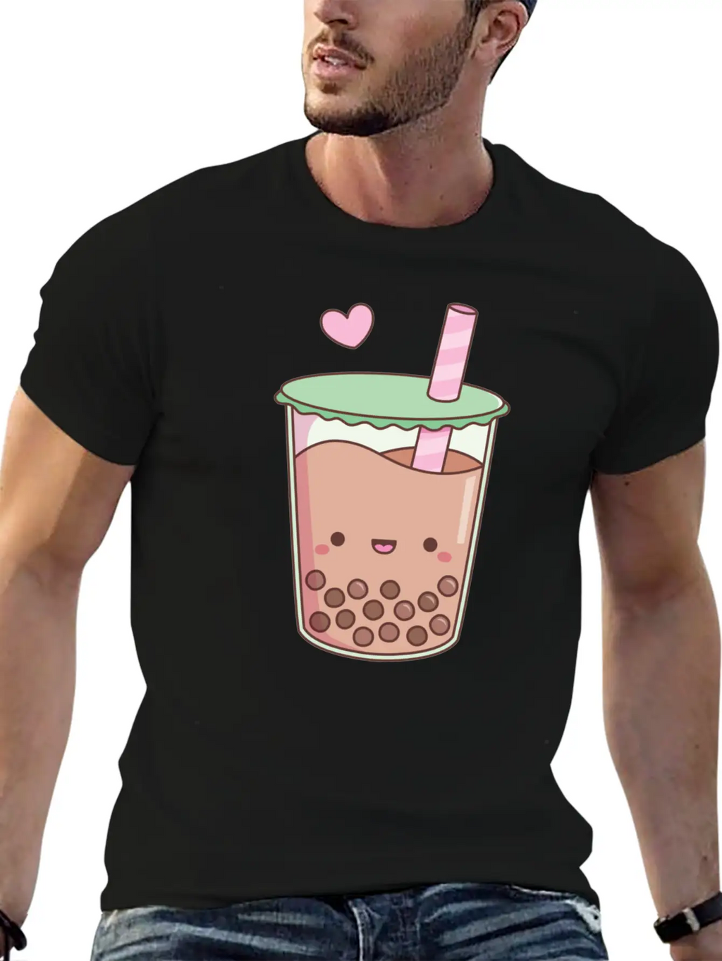 Cute Boba Tea Love Doodle Unisex Short Sleeve Soft Cotton T-Shirt – Casual Everyday Wear