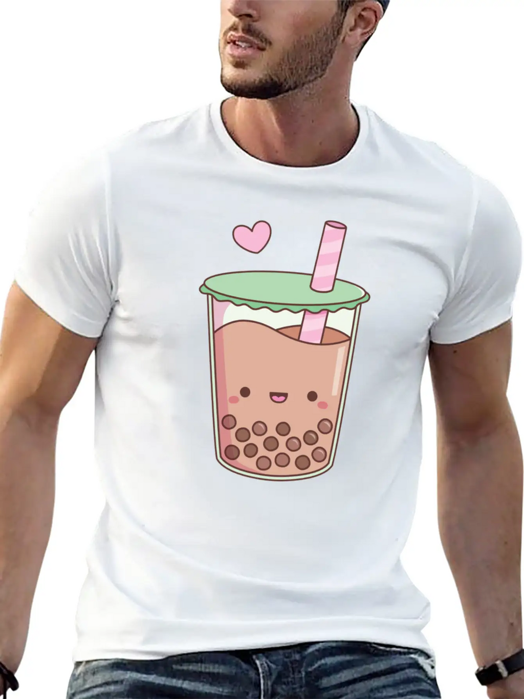 Cute Boba Tea Love Doodle Unisex Short Sleeve Soft Cotton T-Shirt – Casual Everyday Wear