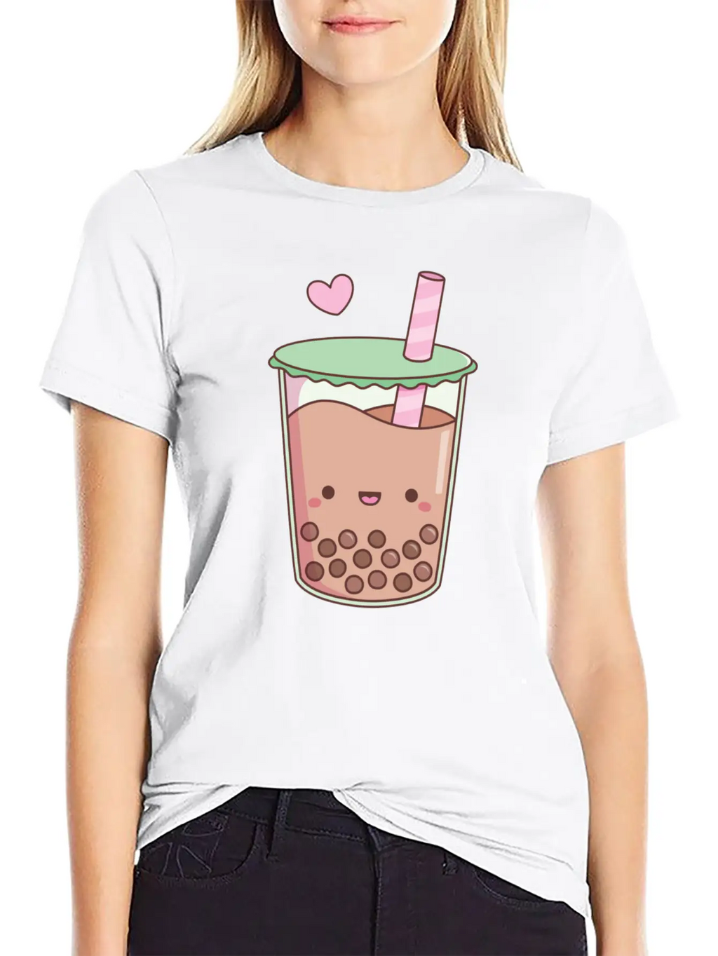 Cute Boba Tea Love Doodle Unisex Short Sleeve Soft Cotton T-Shirt – Casual Everyday Wear