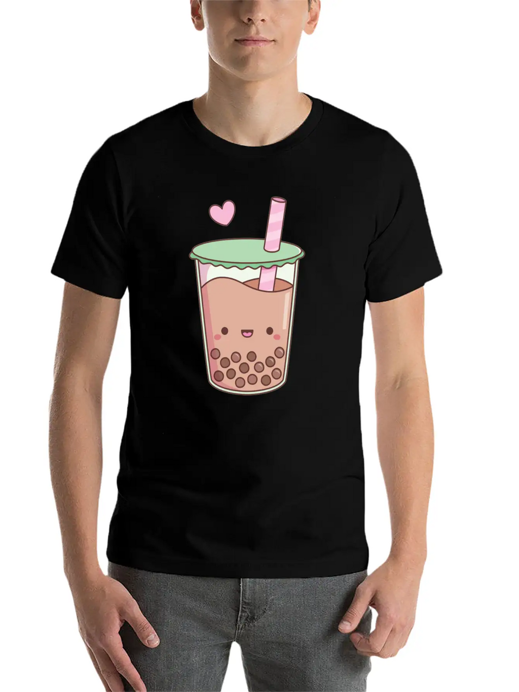 Cute Boba Tea Love Doodle Unisex Short Sleeve Soft Cotton T-Shirt – Casual Everyday Wear