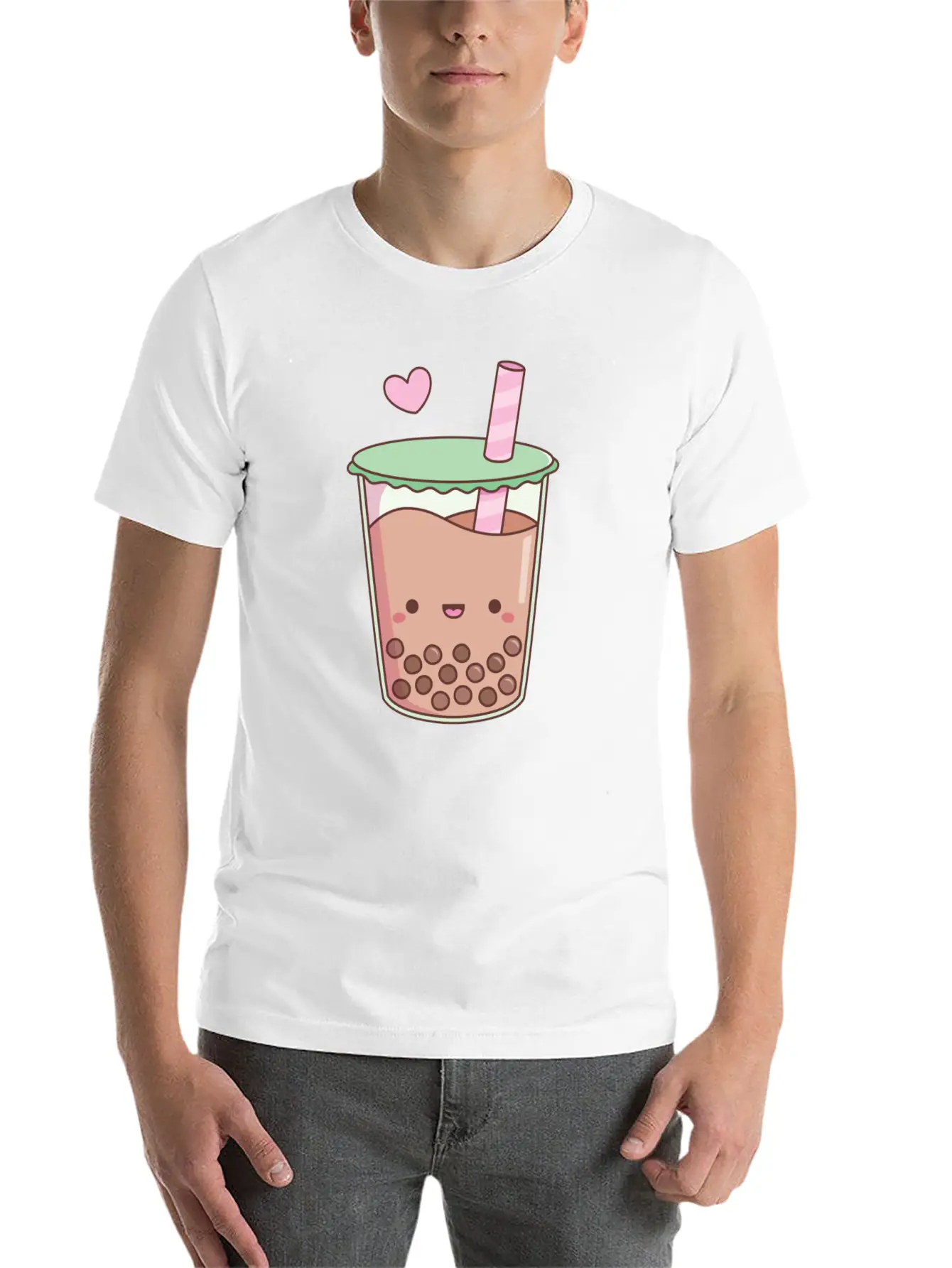Cute Boba Tea Love Doodle Unisex Short Sleeve Soft Cotton T-Shirt – Casual Everyday Wear