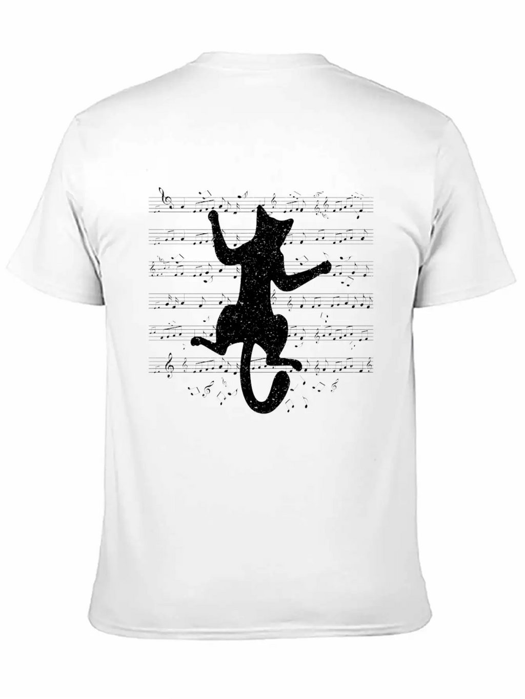 Cute Cat Playing On Musical Notes Musician Essential Cotton Tee For Daily Outfits – Unisex Style