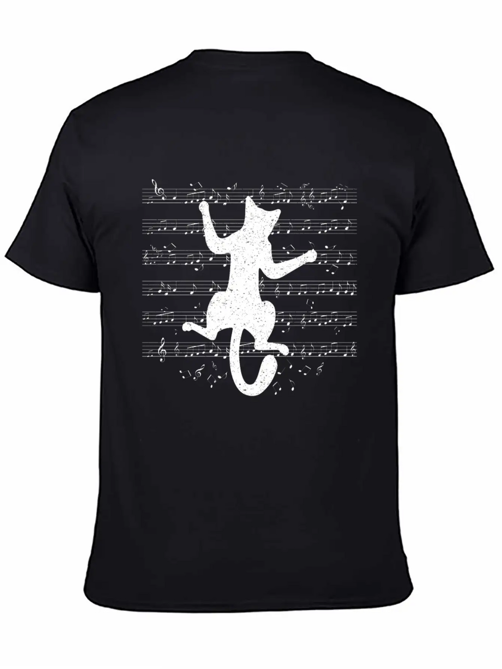 Cute Cat Playing On Musical Notes Musician Essential Cotton Tee For Daily Outfits – Unisex Style