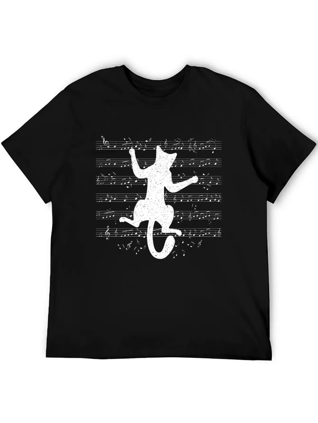 Cute Cat Playing On Musical Notes Musician Essential Cotton Tee For Daily Outfits – Unisex Style