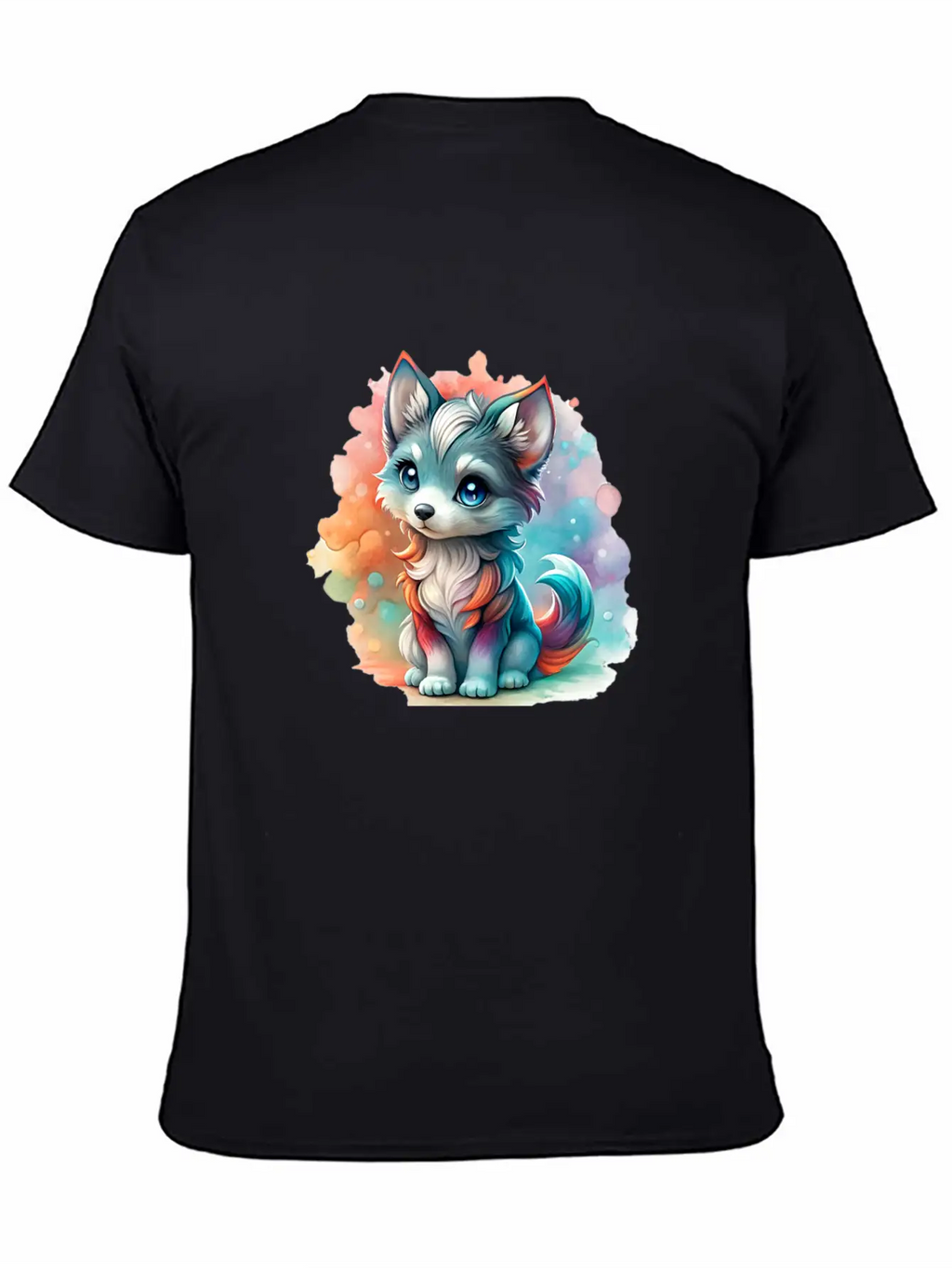 Cute Chibi Grey Wolf For Wolf Lovers - White Essential Cotton Tee For Daily Outfits – Unisex Style