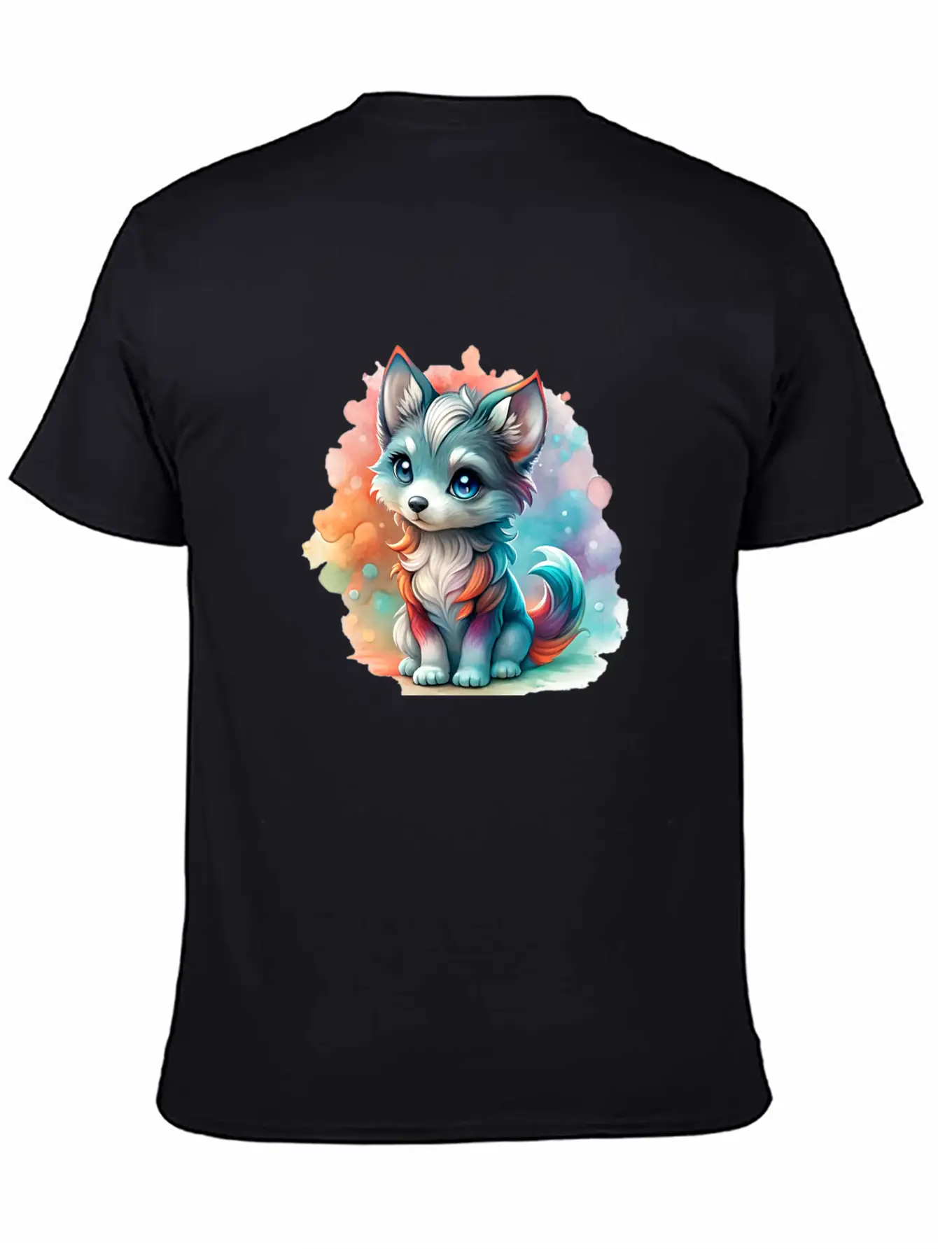 Cute Chibi Grey Wolf For Wolf Lovers - White Essential Cotton Tee For Daily Outfits – Unisex Style