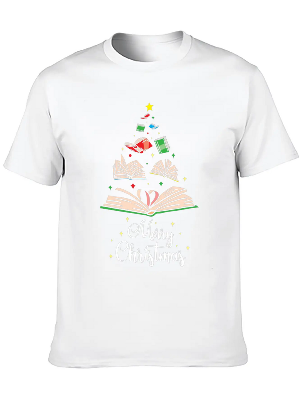 Cute Christmas Tree Books Clothing Book Lover Gift Unisex Casual T-Shirt – Clean Design For Daily Comfort