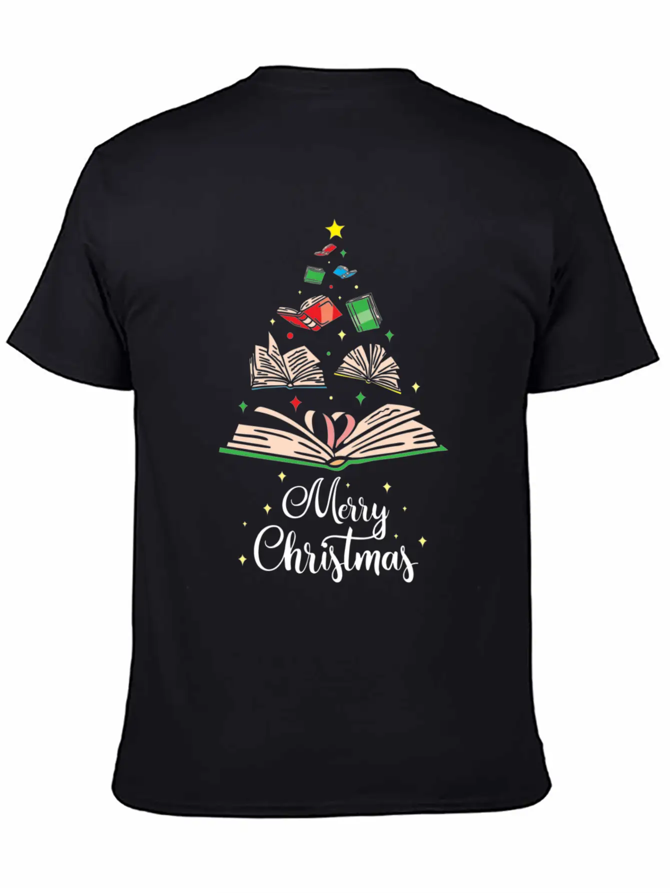 Cute Christmas Tree Books Clothing Book Lover Gift Unisex Casual T-Shirt – Clean Design For Daily Comfort