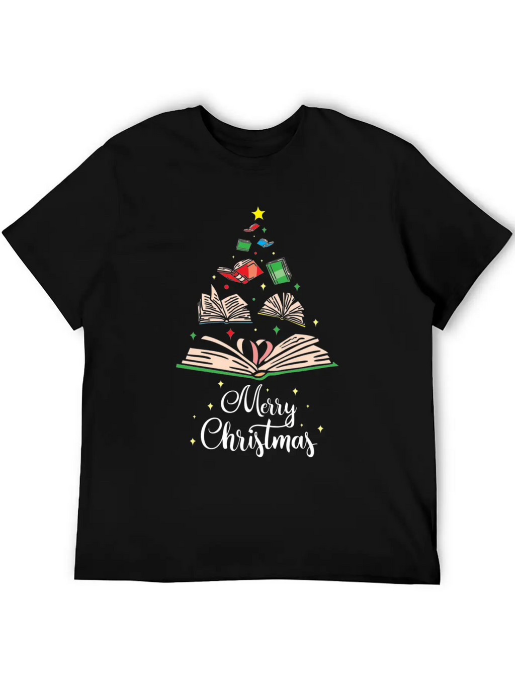 Cute Christmas Tree Books Clothing Book Lover Gift Unisex Casual T-Shirt – Clean Design For Daily Comfort